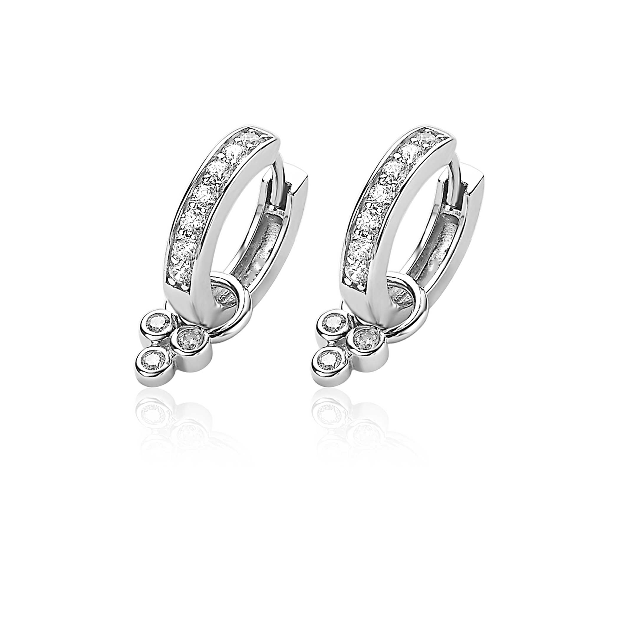 ZINZI Sterling Silver Earrings Pendants Round White ZICH1829 (excl. hoop earrings)