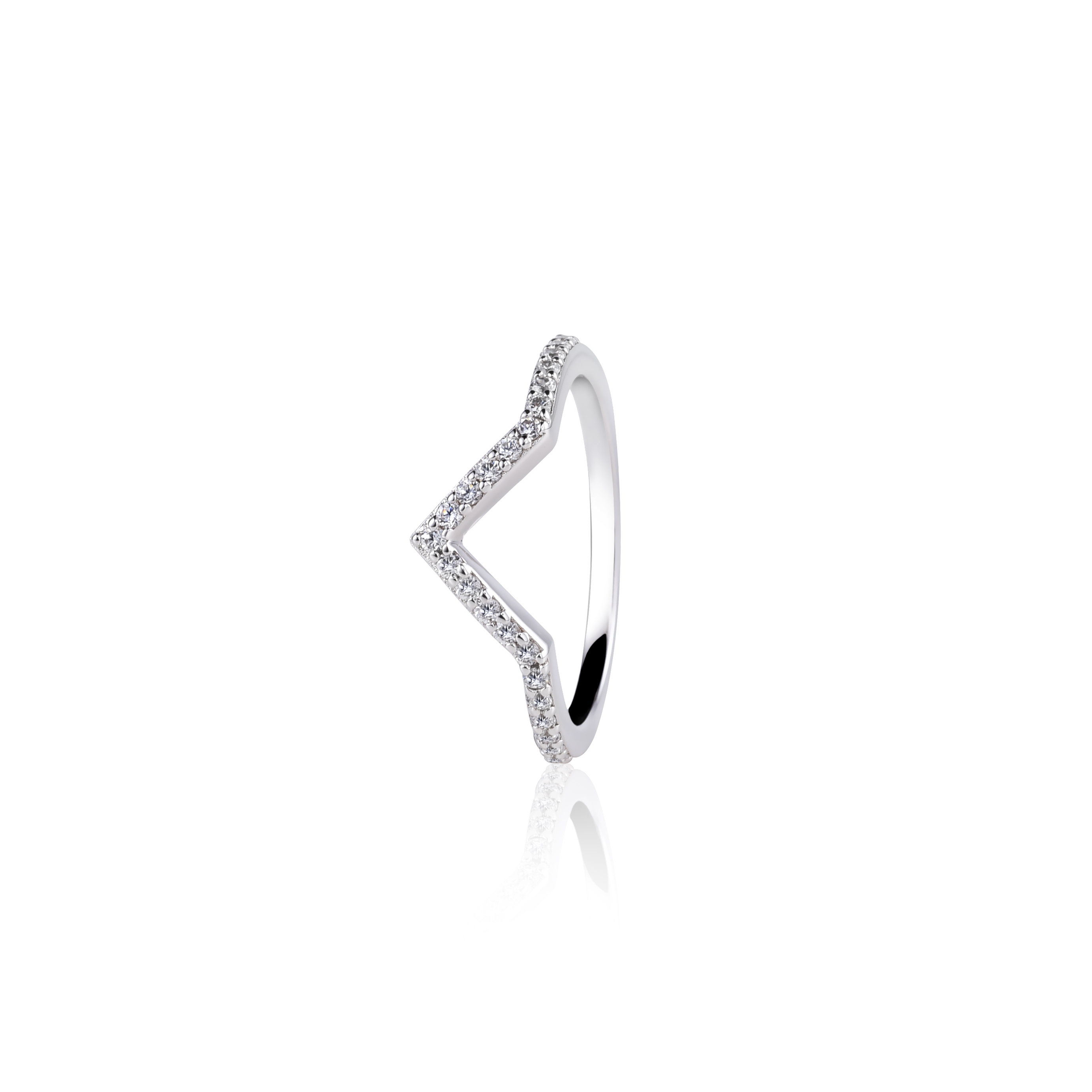 ZINZI Sterling Silver Ring V-Shape White Zirconias ZIR1149Z
