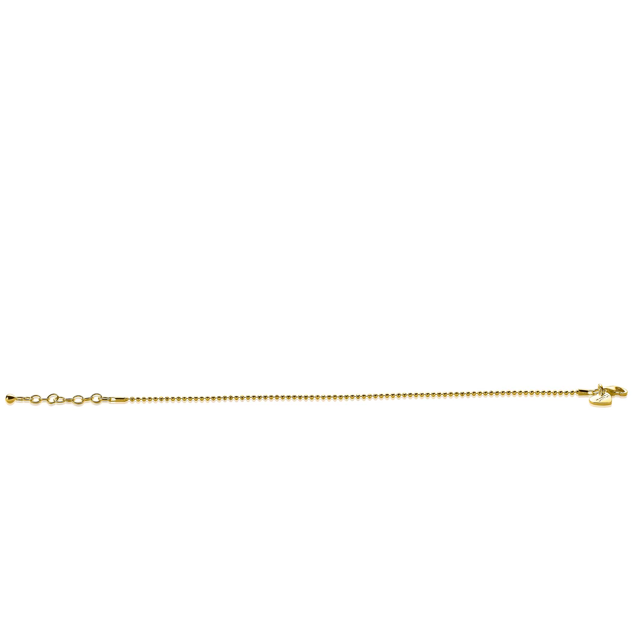 ZINZI Gold Plated Sterling Silver Beads Bracelet width 1,5mm 17-19,5cm ZIA1909G