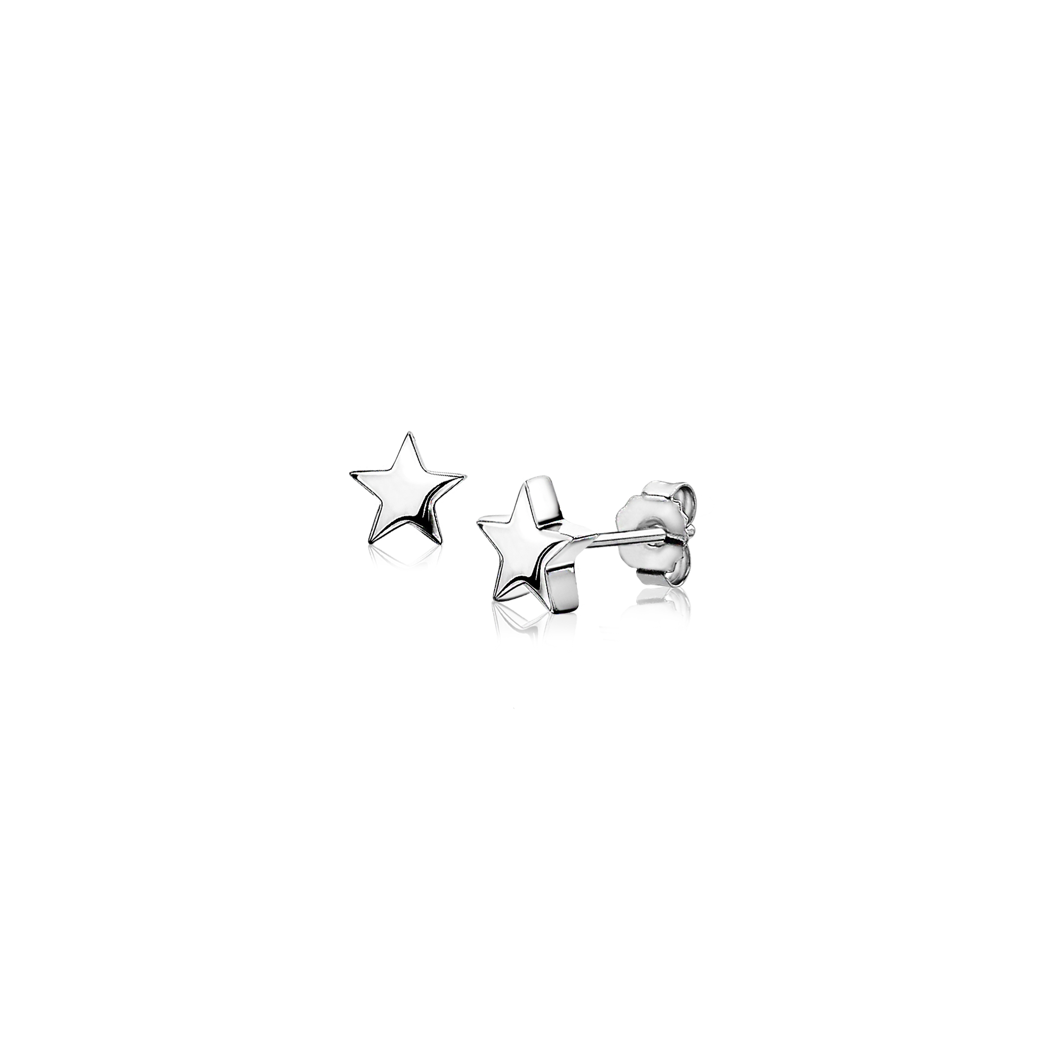 7mm ZINZI Sterling Silver Stud Earrings Shiny Star ZIO1377