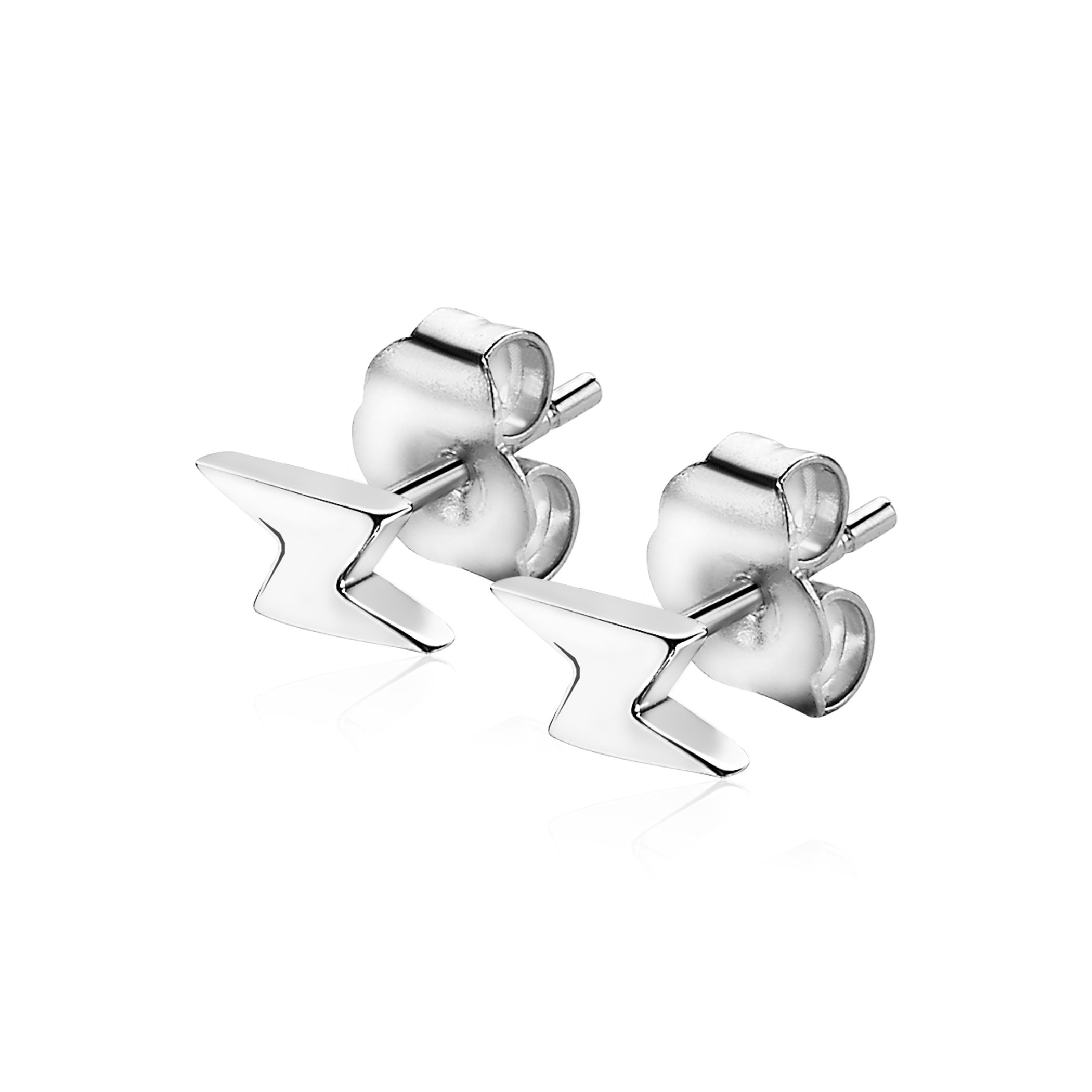 8mm ZINZI Sterling Silver Stud Earrings Bolt of Lightning ZIO1681