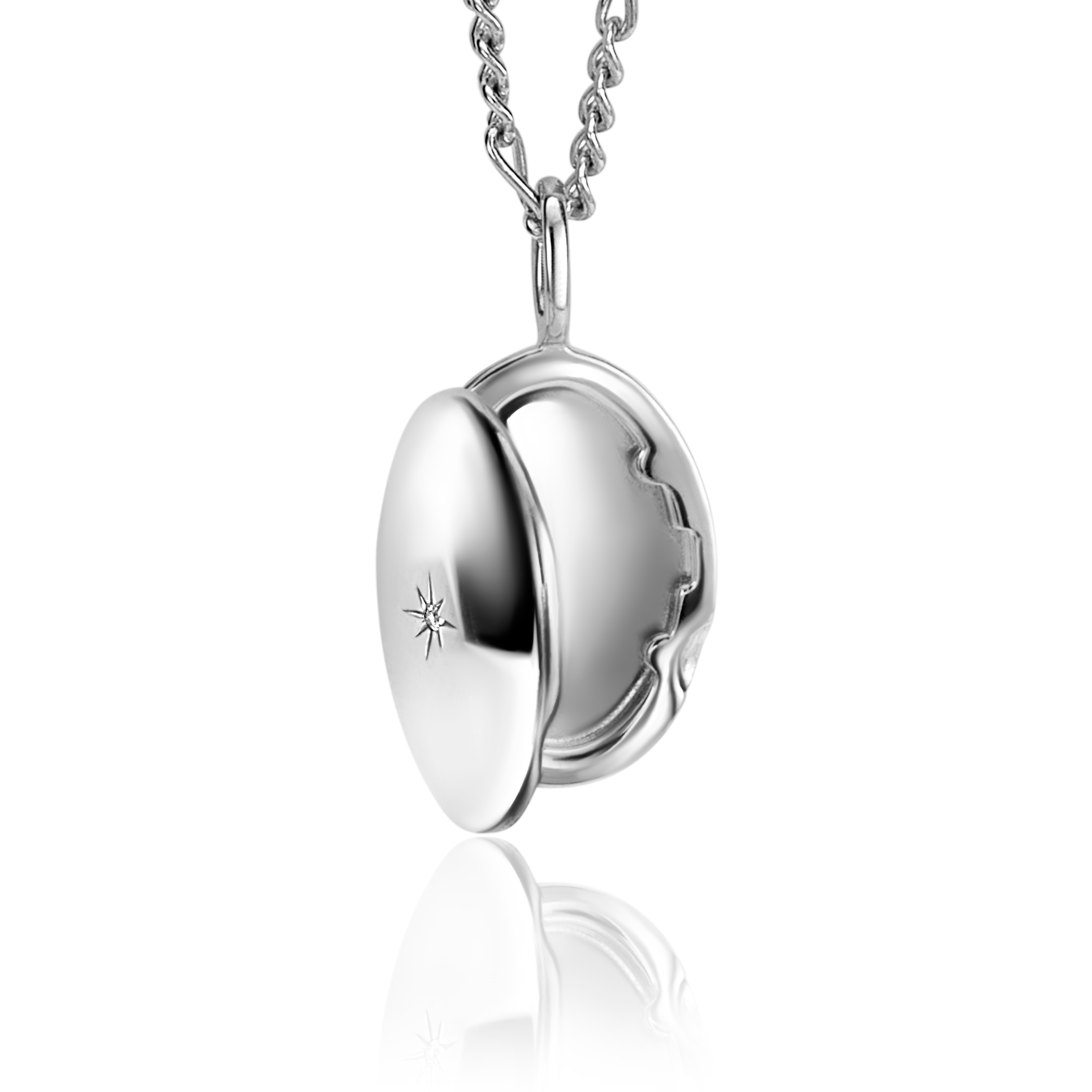 22mm ZINZI Sterling Silver Medallion Oval Set with White Zirconia ZIH2424 (excl. necklace)