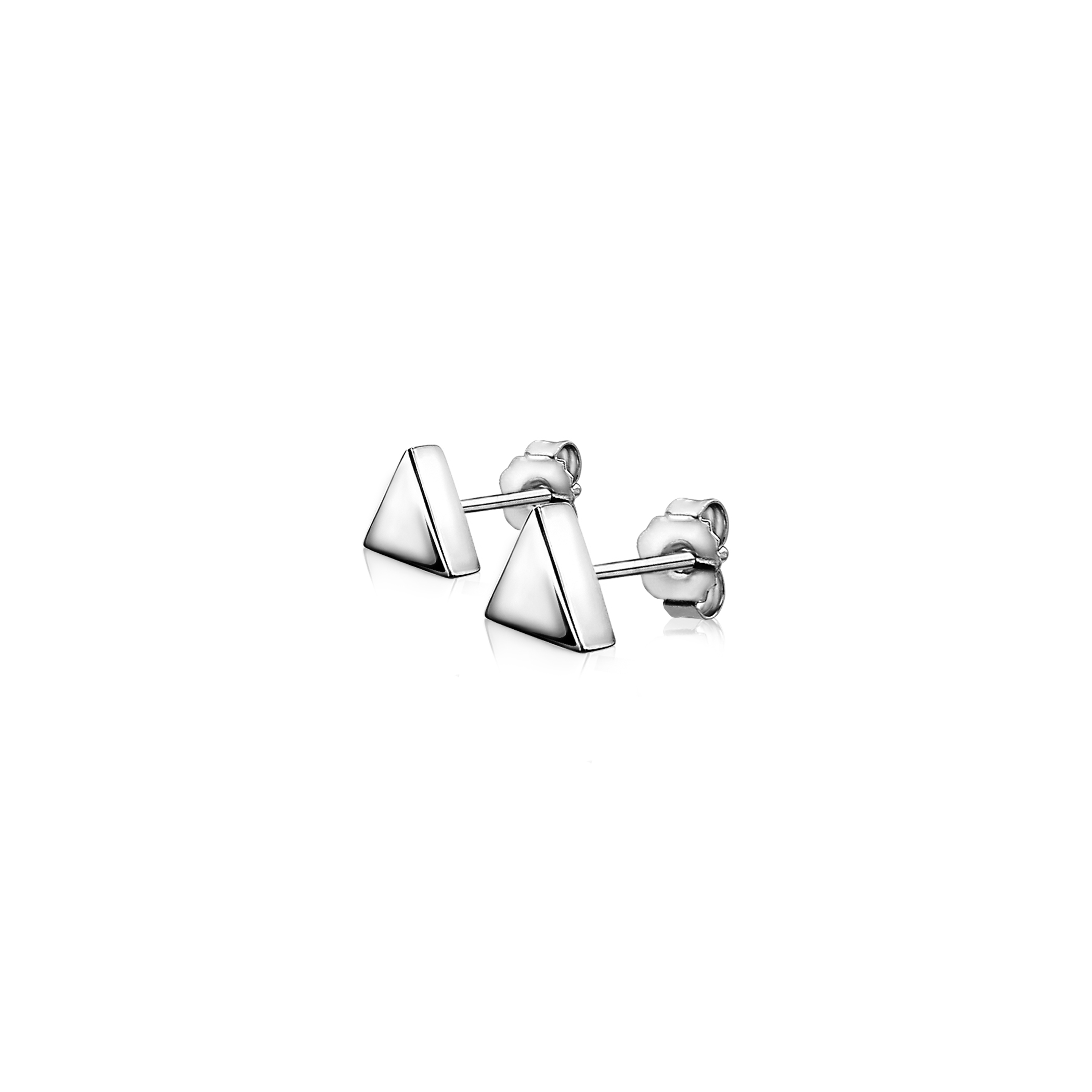 6mm ZINZI Sterling Silver Stud Earrings Shiny Triangle ZIO1375