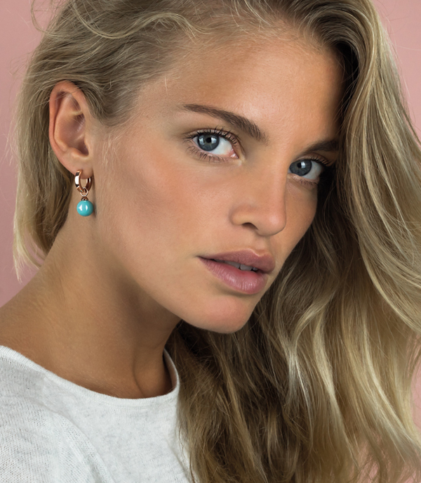 10mm ZINZI Rose Plated Sterling Silver Earrings Pendants Pearl Turquoise ZICH266TR (excl. hoop earrings)
