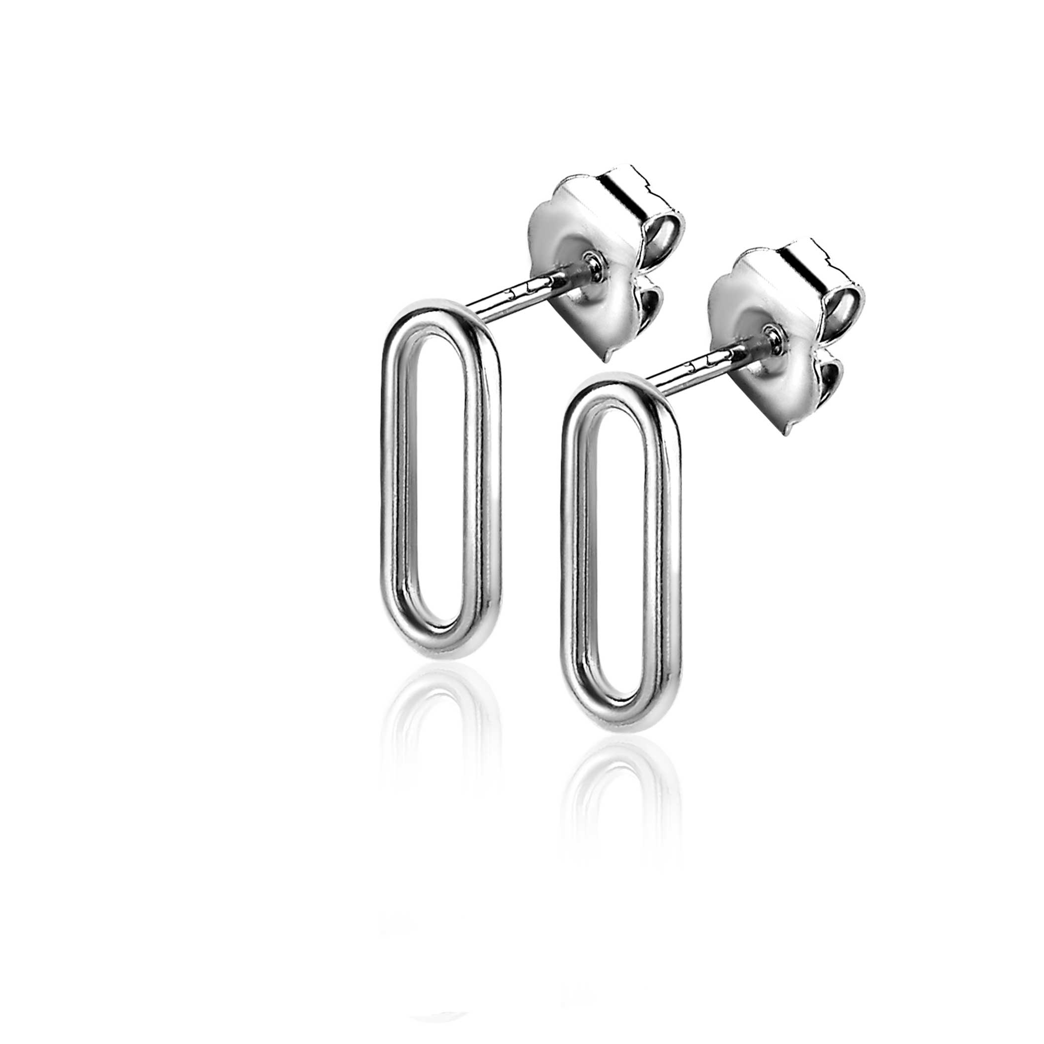 14mm ZINZI Sterling Silver Stud Earrings Oval ZIO2210