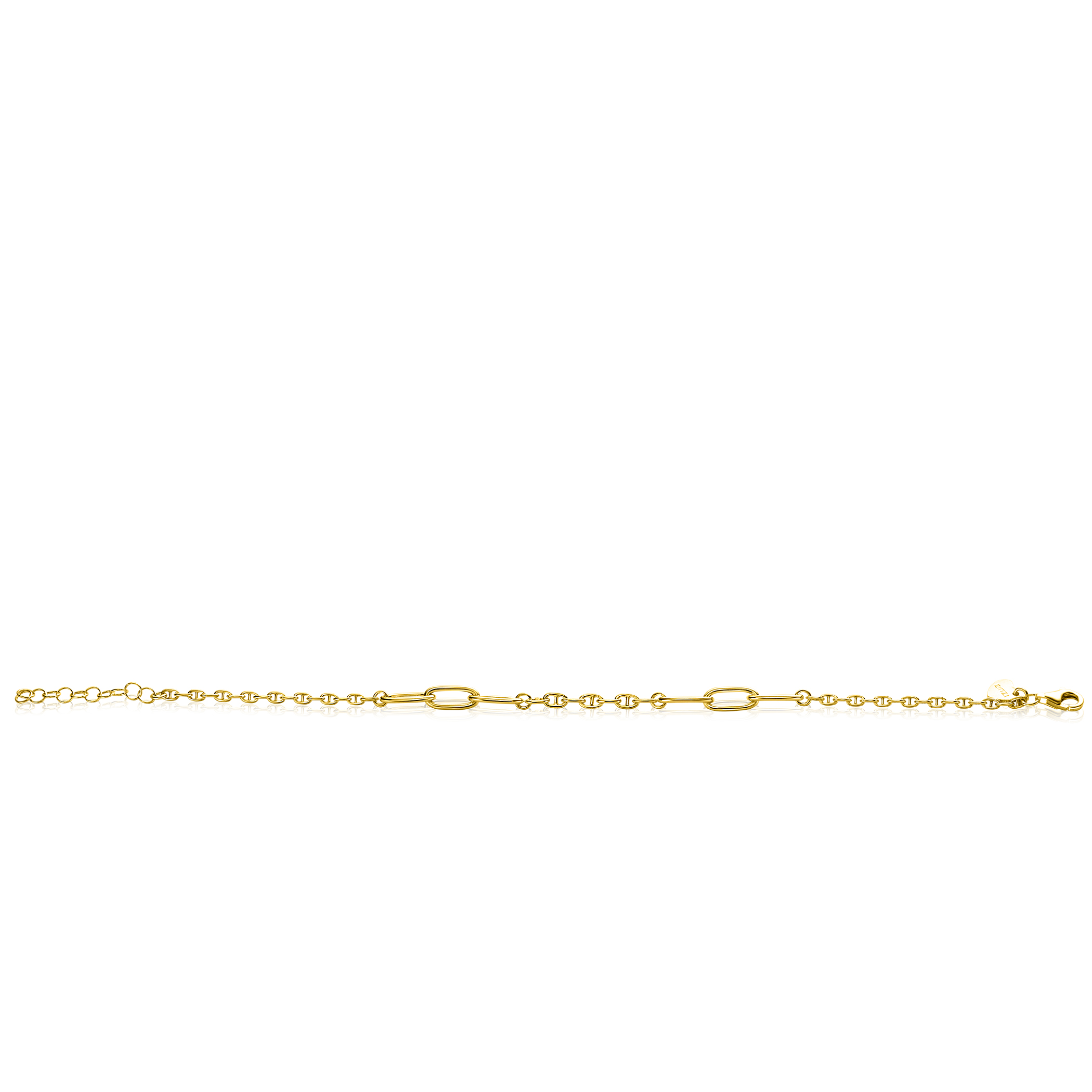 ZINZI Gold Plated Sterling Silver Marine Chain Bracelet with 6 Larger Oval Chains width 4,5mm 18-20cm ZIA2413G