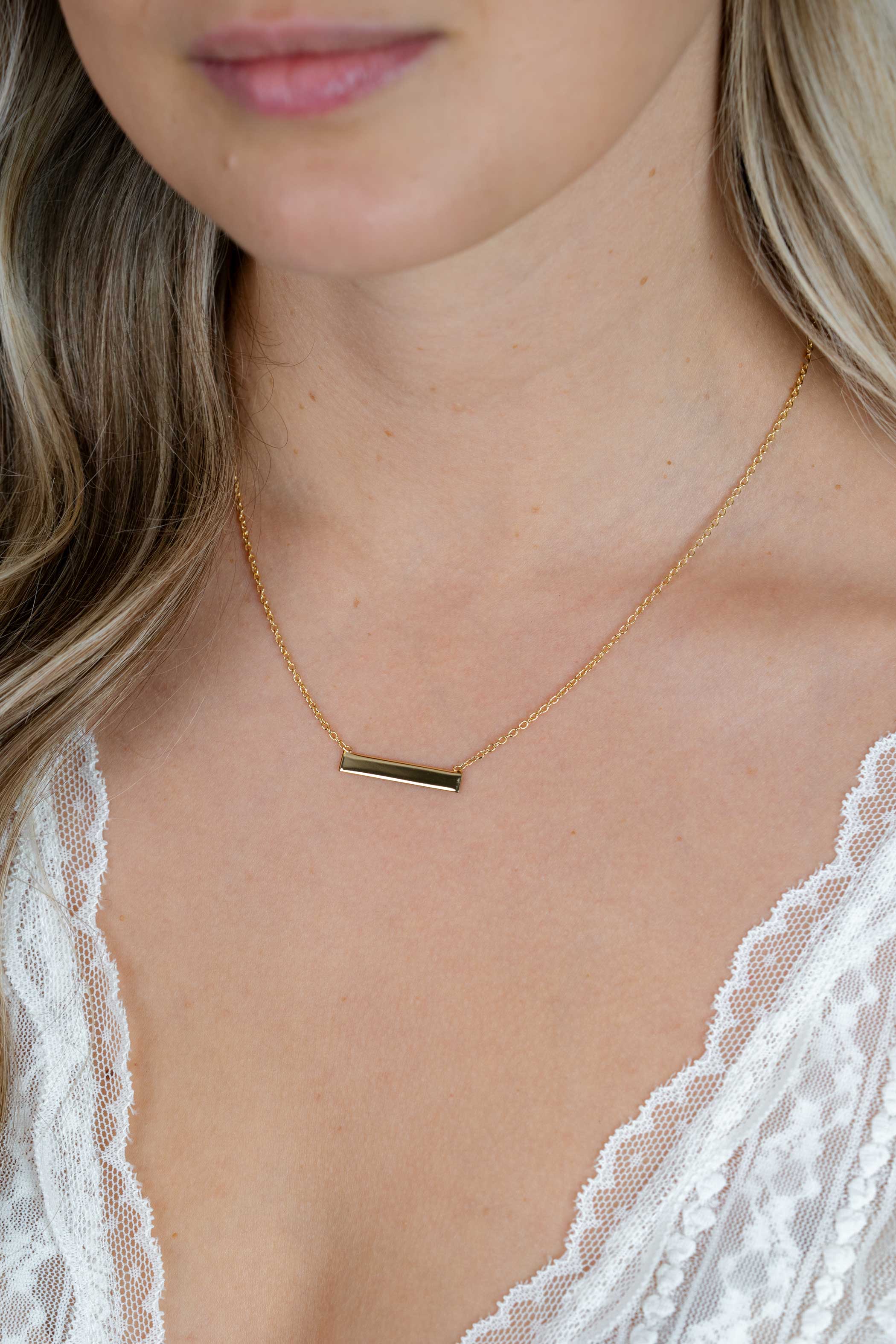 ZINZI Gold Plated Sterling Silver Necklace 45cm with Shiny Plate to Engrave ZIC2344G