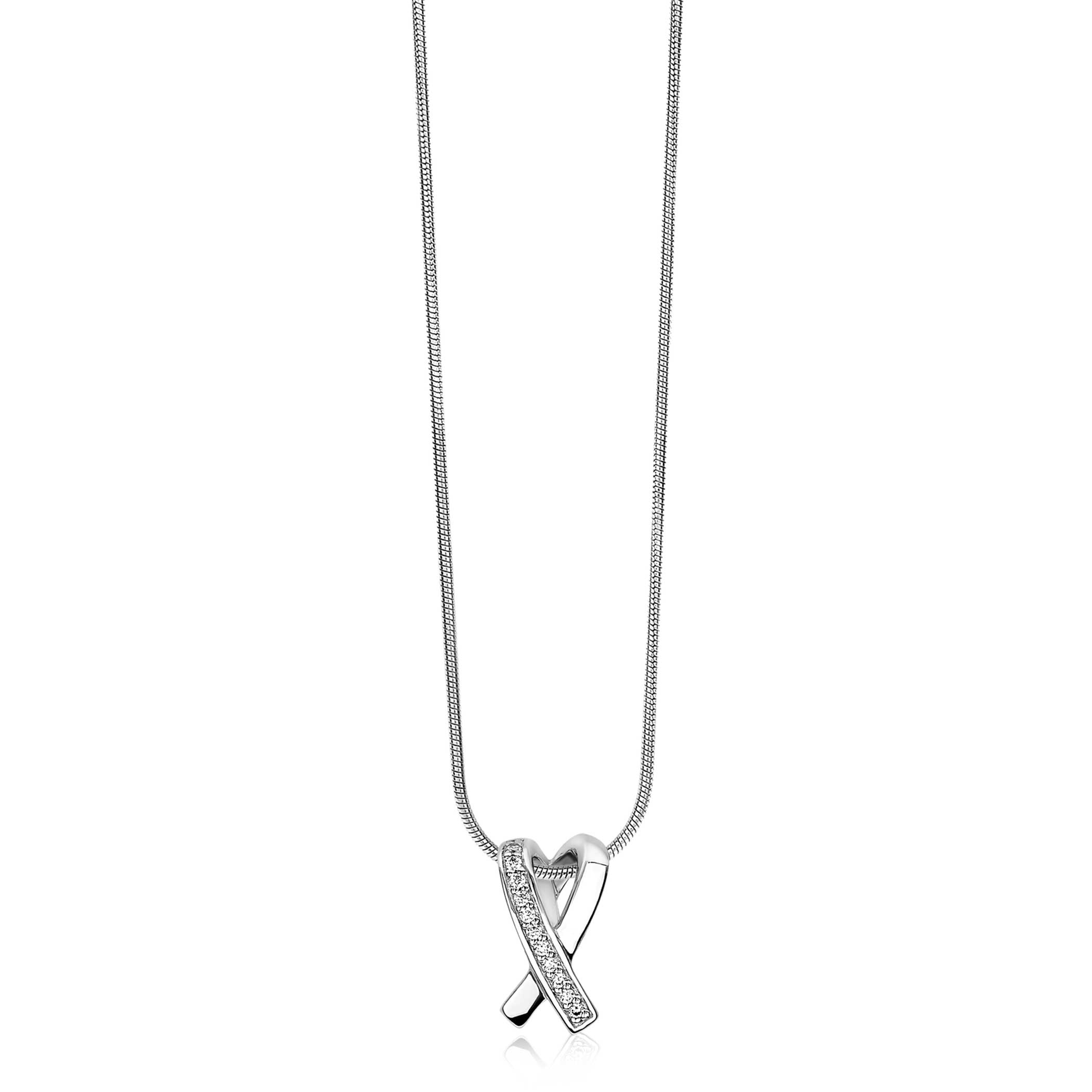 ZINZI Sterling Silver Pendant Crossover White ZIH1625