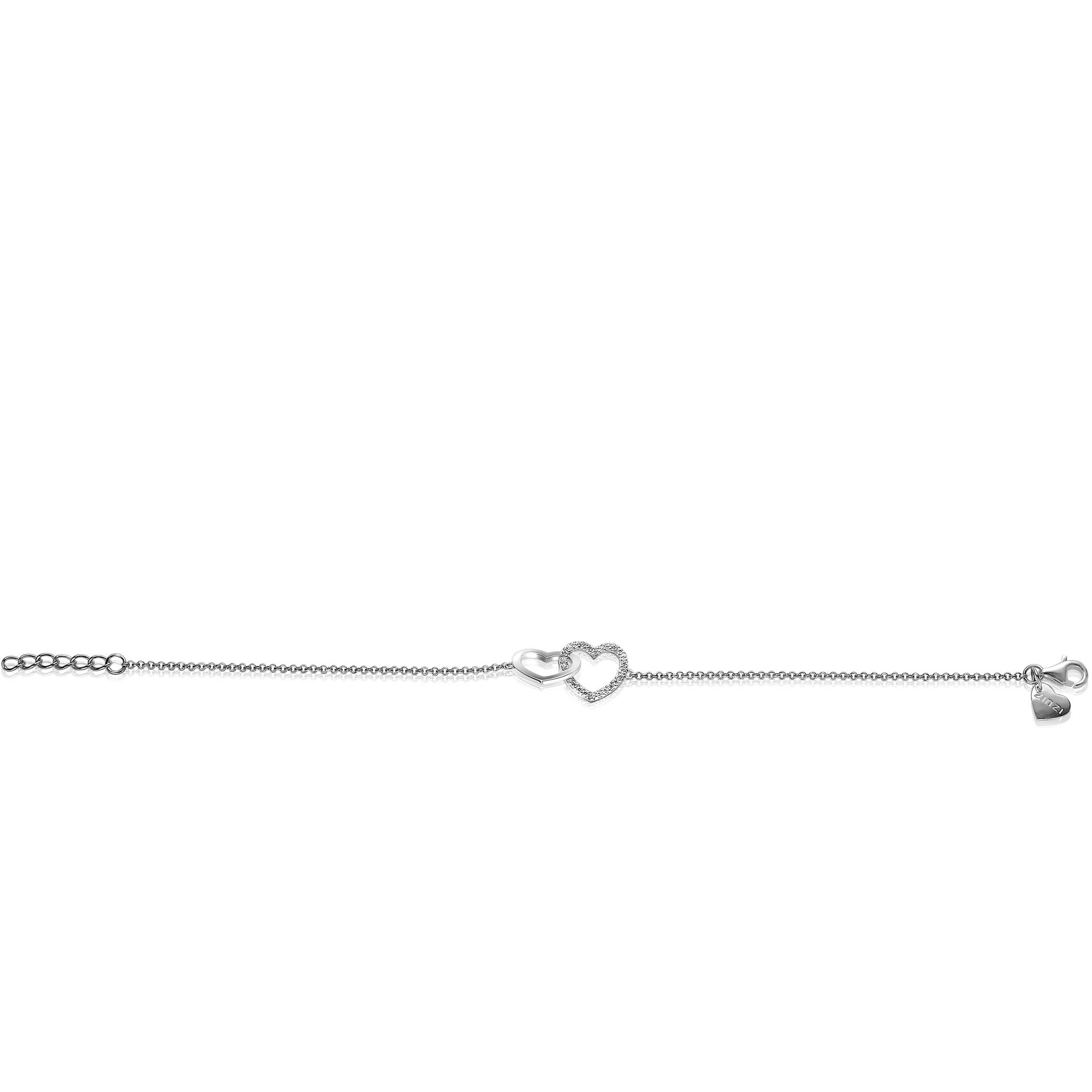 ZINZI Sterling Silver Bracelet with Connected Hearts White ZIA1736