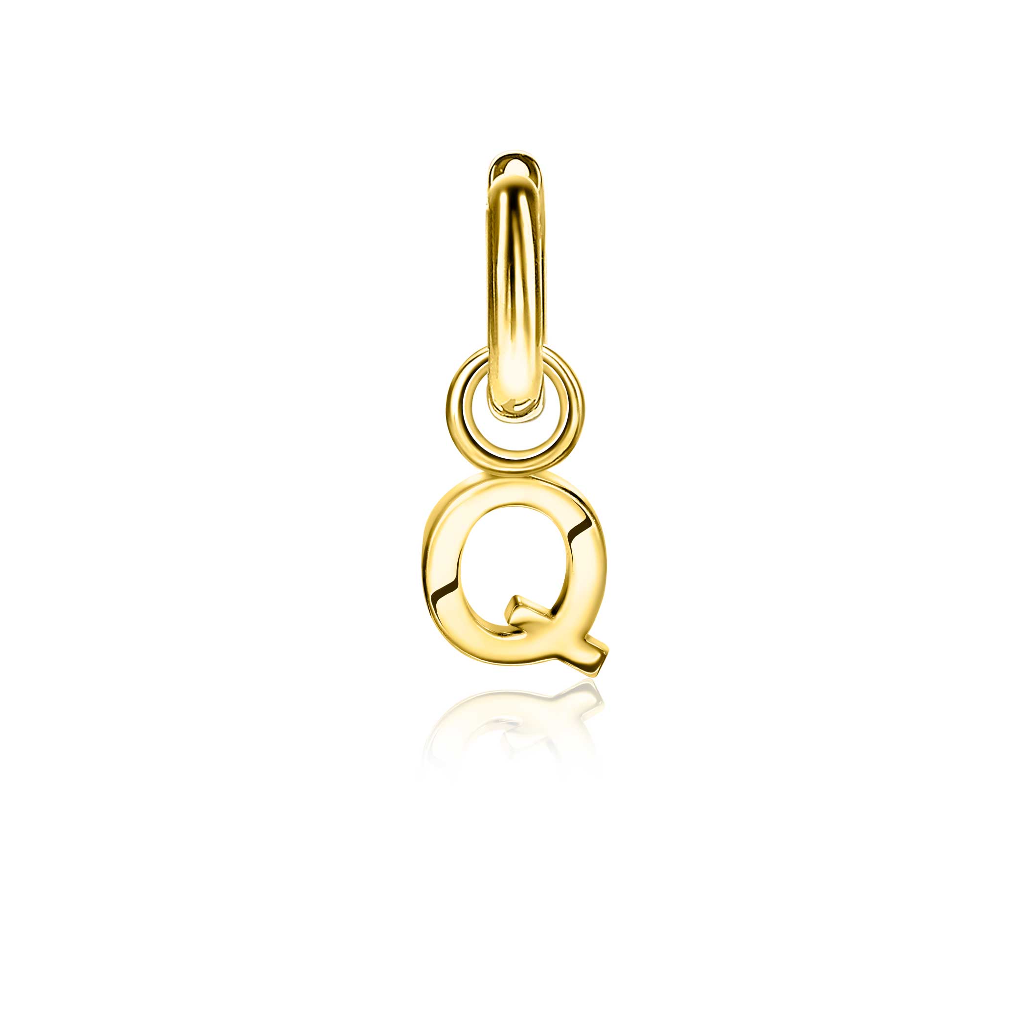 ZINZI Gold Plated Letter Earrings Pendant Q price per piece ZICH2145Q (excl. hoop earrings)