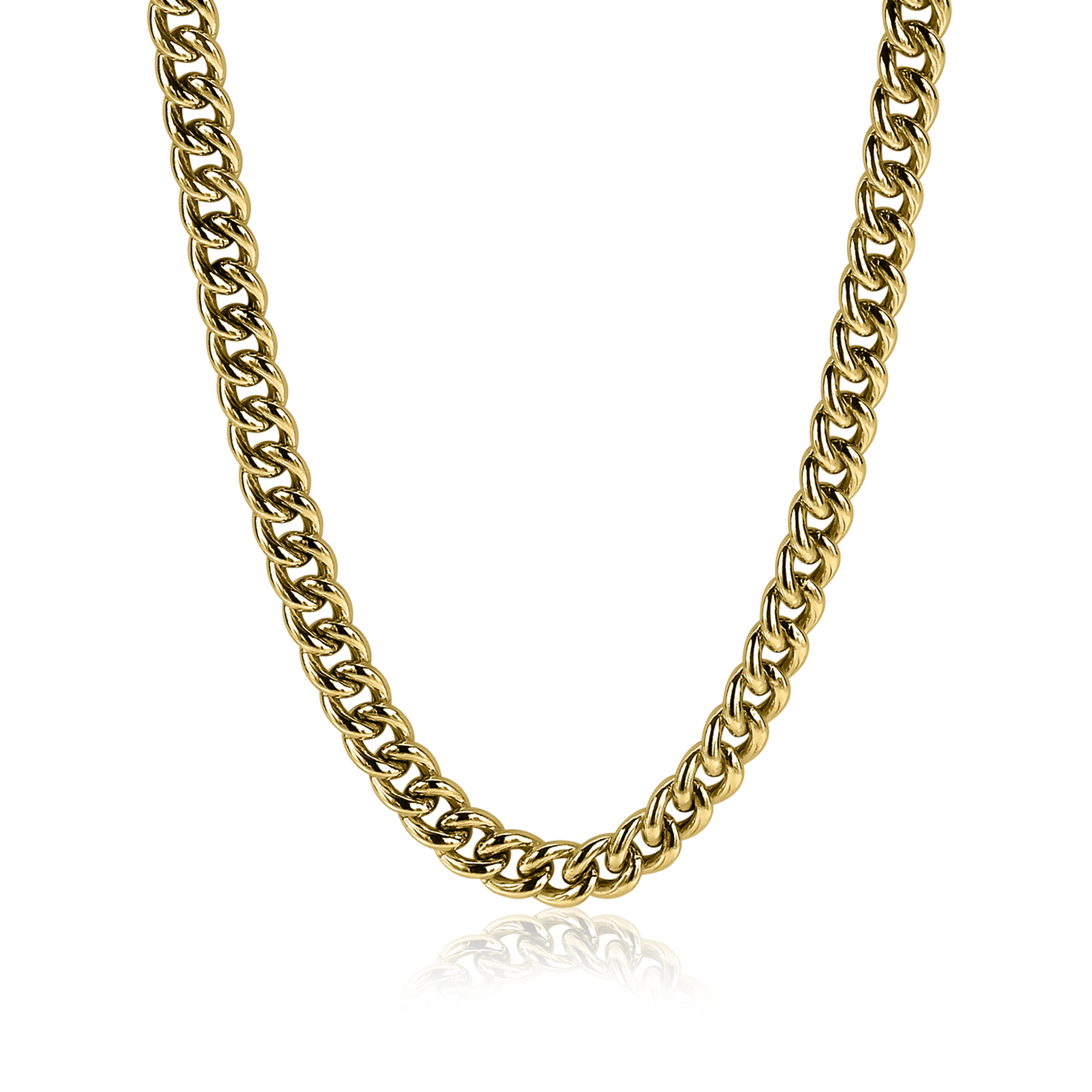 ZINZI Gold Plated Sterling Silver Curb Chain Necklace 45cm ZIC1056G