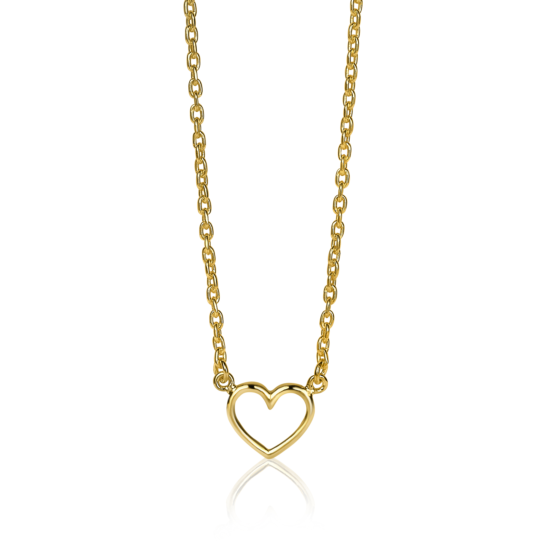 ZINZI Gold Plated Sterling Silver Necklace Open Heart ZIC1420G