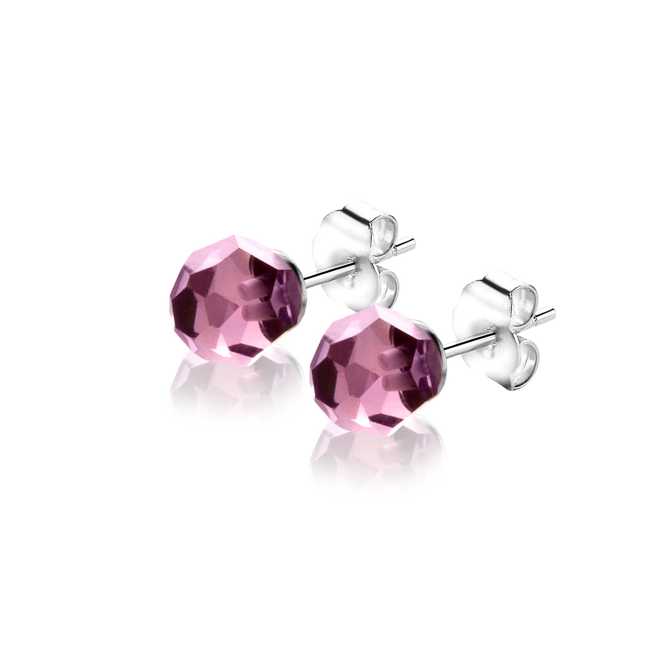 6mm ZINZI Sterling Silver Stud Earrings with Purple Beads ZIO1317P