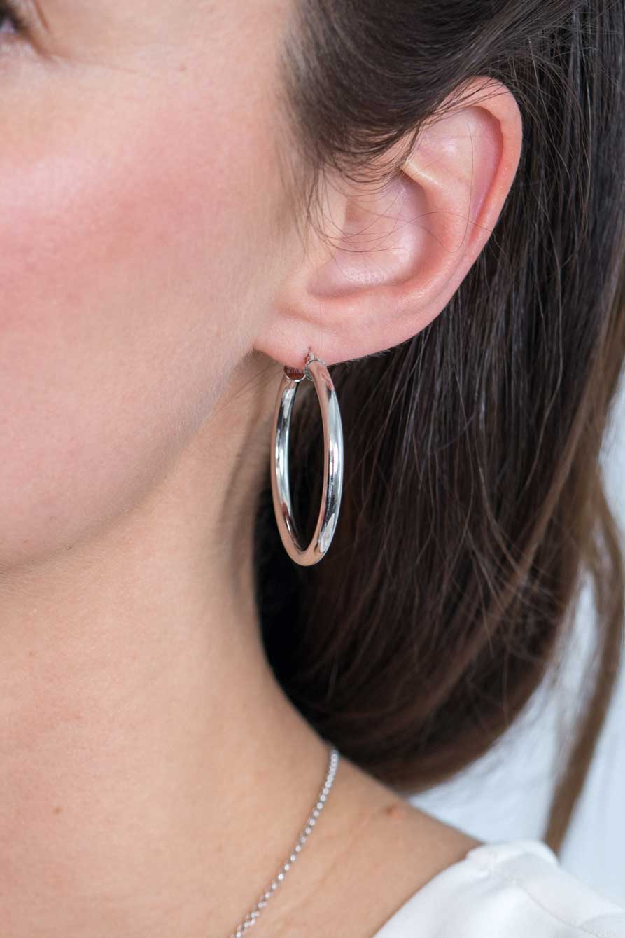 36mm ZINZI Sterling Silver Hoop Earrings 36x3mm ZIO2179