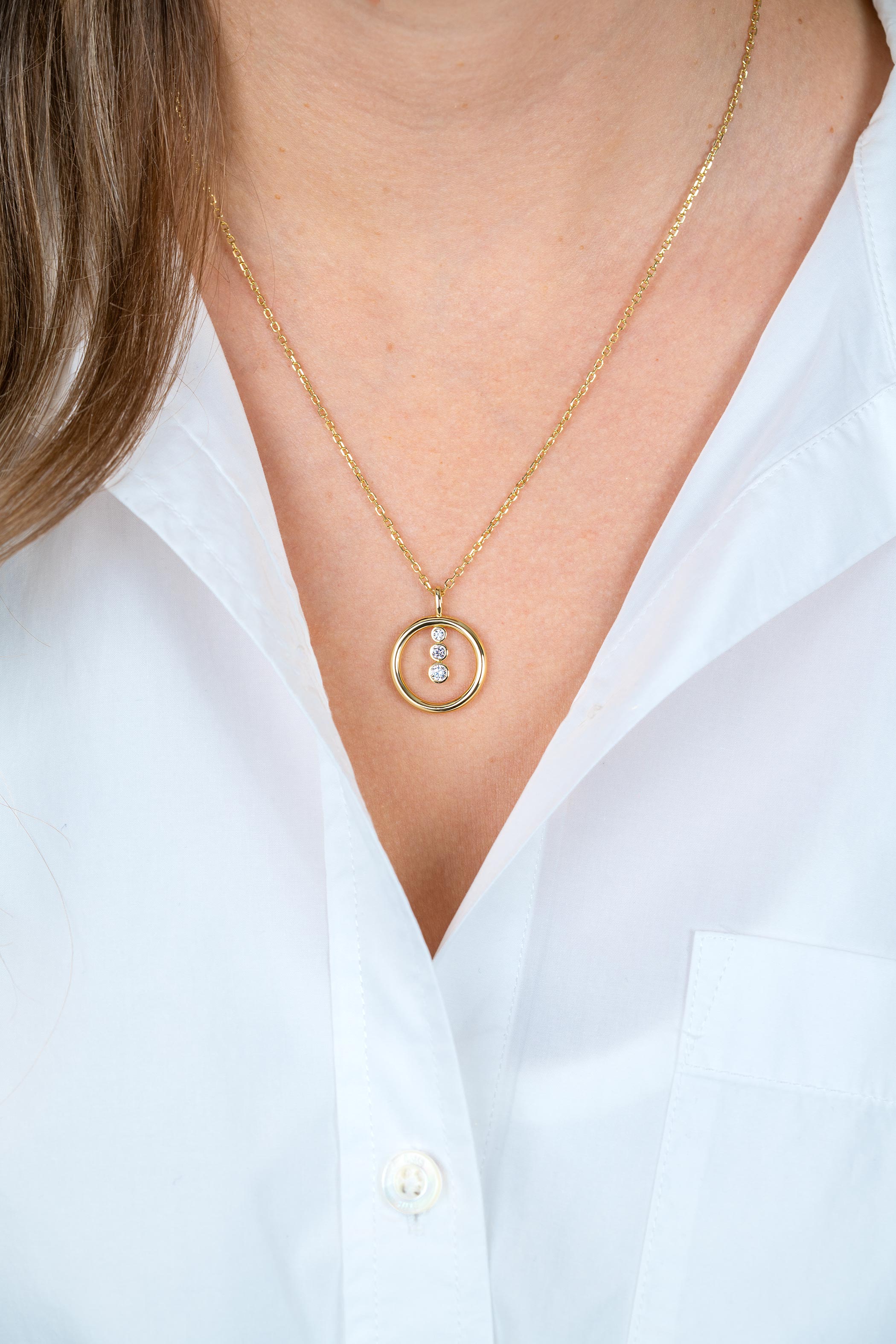 ZINZI zlv. collier gg.verg.hanger open rond en 3 zirc.