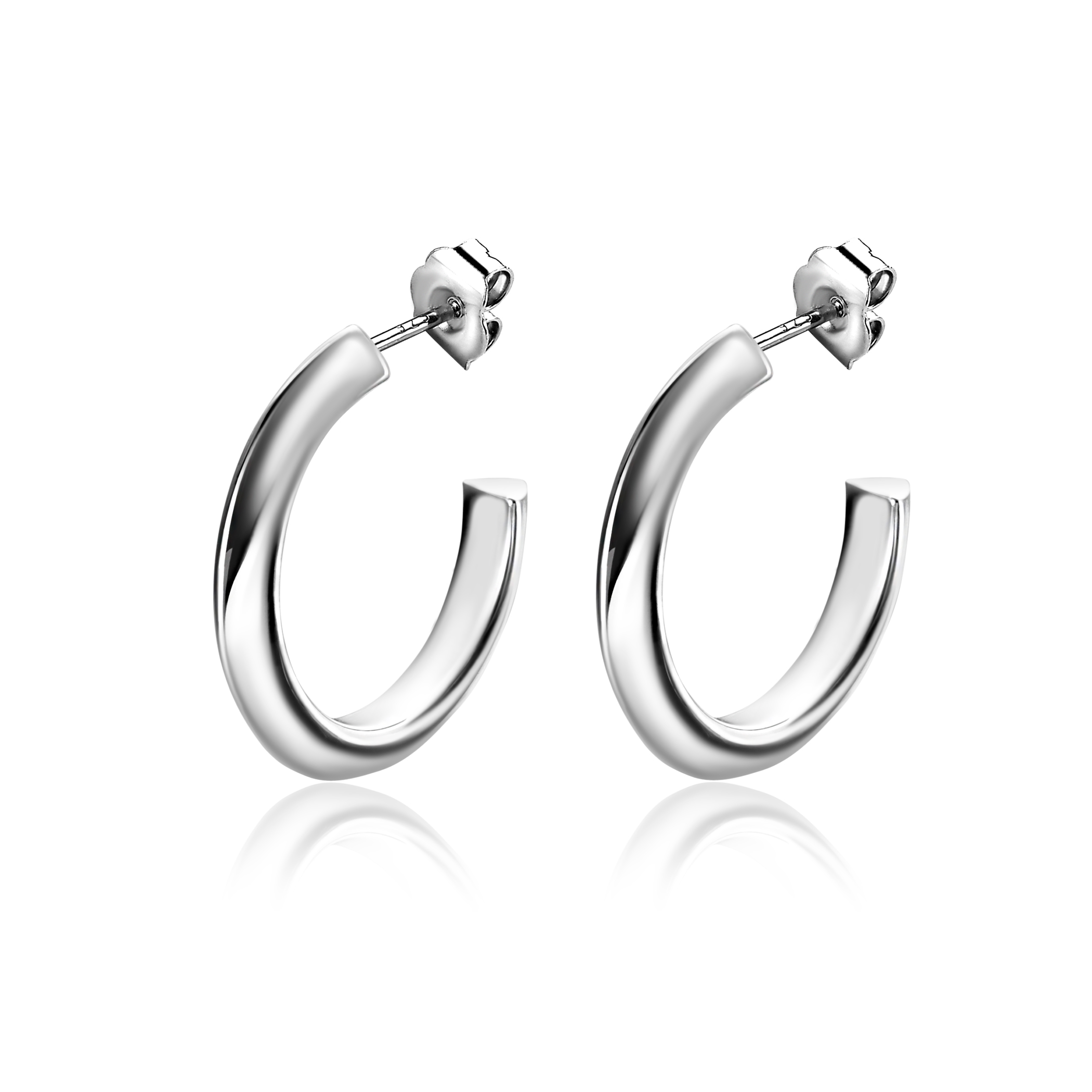 20mm ZINZI Sterling Silver Stud Earrings Half Hoops width 3mm ZIO2432