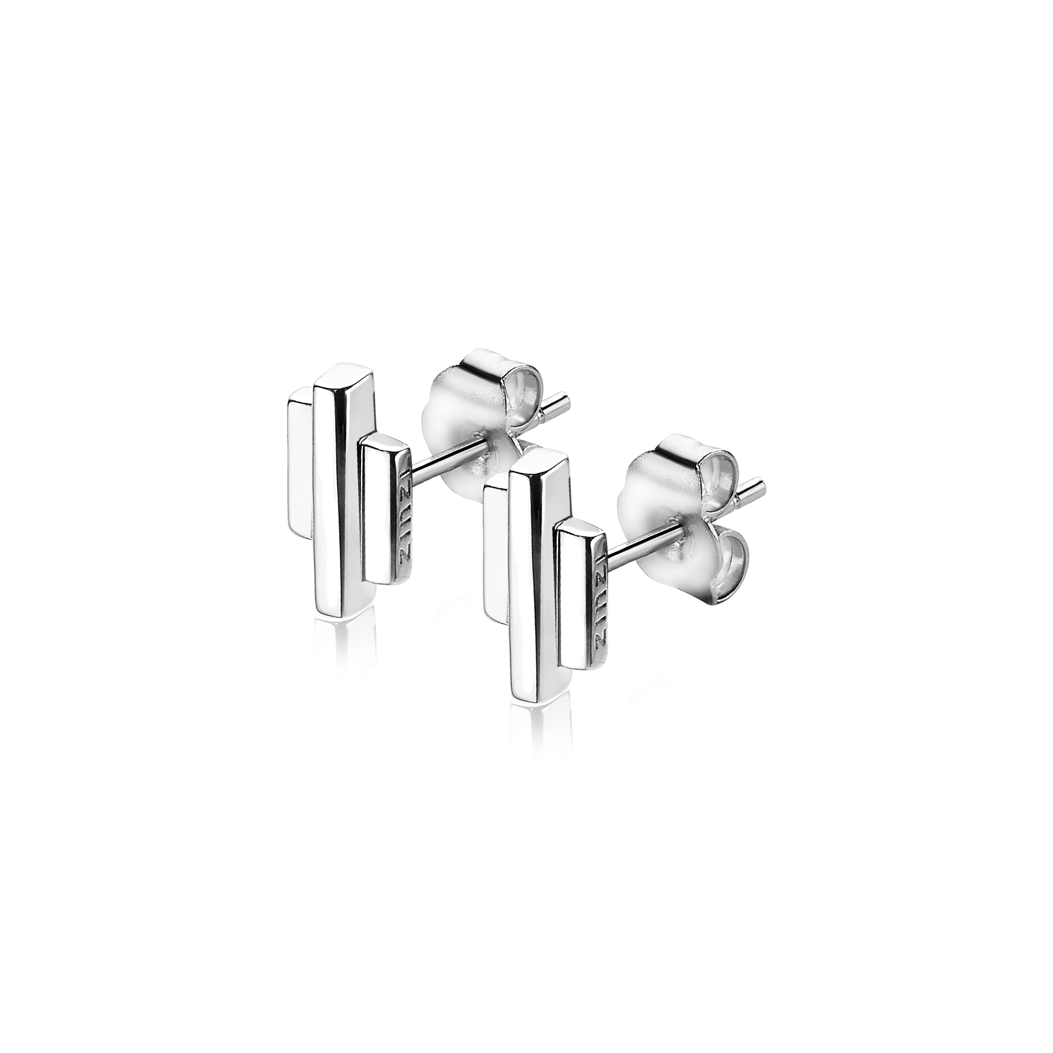 9mm ZINZI Sterling Silver Stud Earrings 3 Small Bars ZIO1586