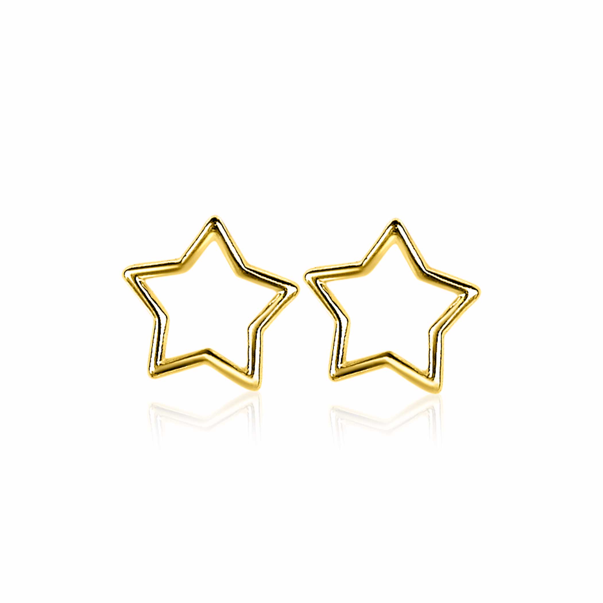 8mm ZINZI Gold Plated Sterling Silver Stud Earrings Open Star ZIO2092G