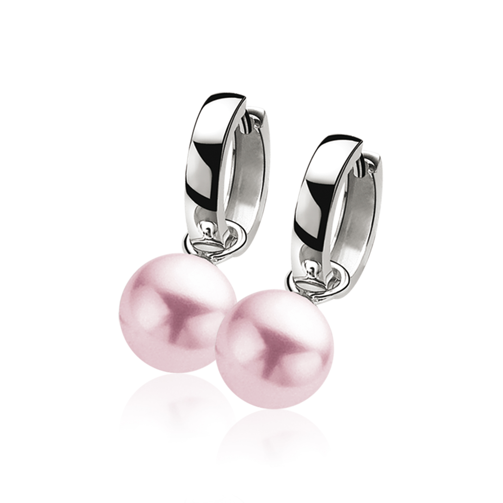 10mm ZINZI Sterling Silver Earrings Pendants Pearl Pink ZICH266R (excl. hoop earrings)