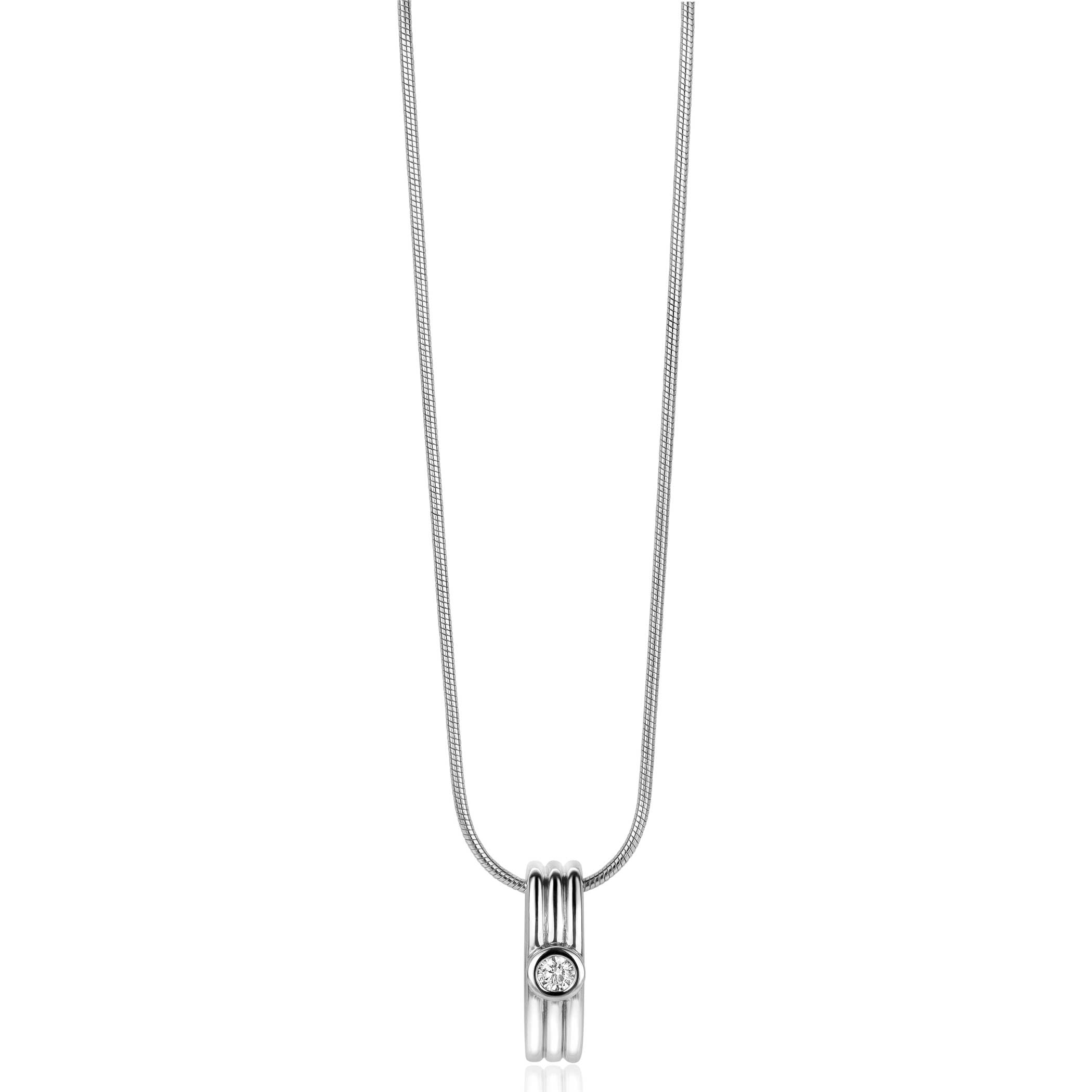 17mm ZINZI Sterling Silver Pendant 3 Bars and Round White Zirconia ZIH2241 (excl. necklace)