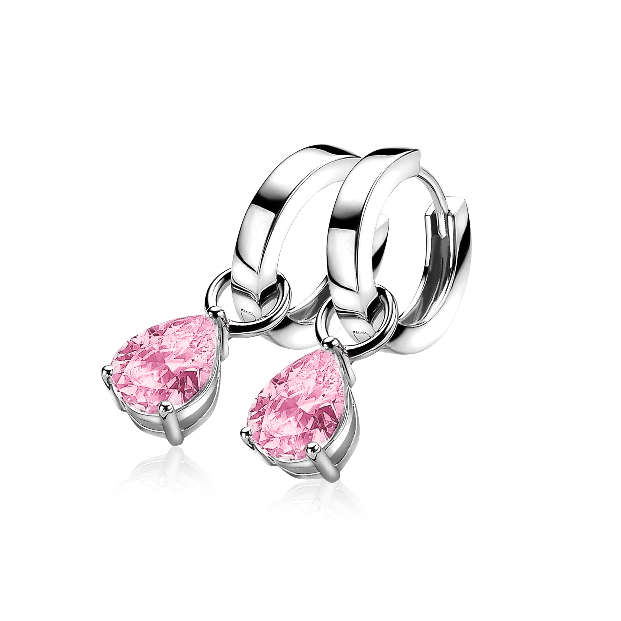 ZINZI Sterling Silver Earrings Pendants Drop Pink ZICH1302R (excl. hoop earrings)