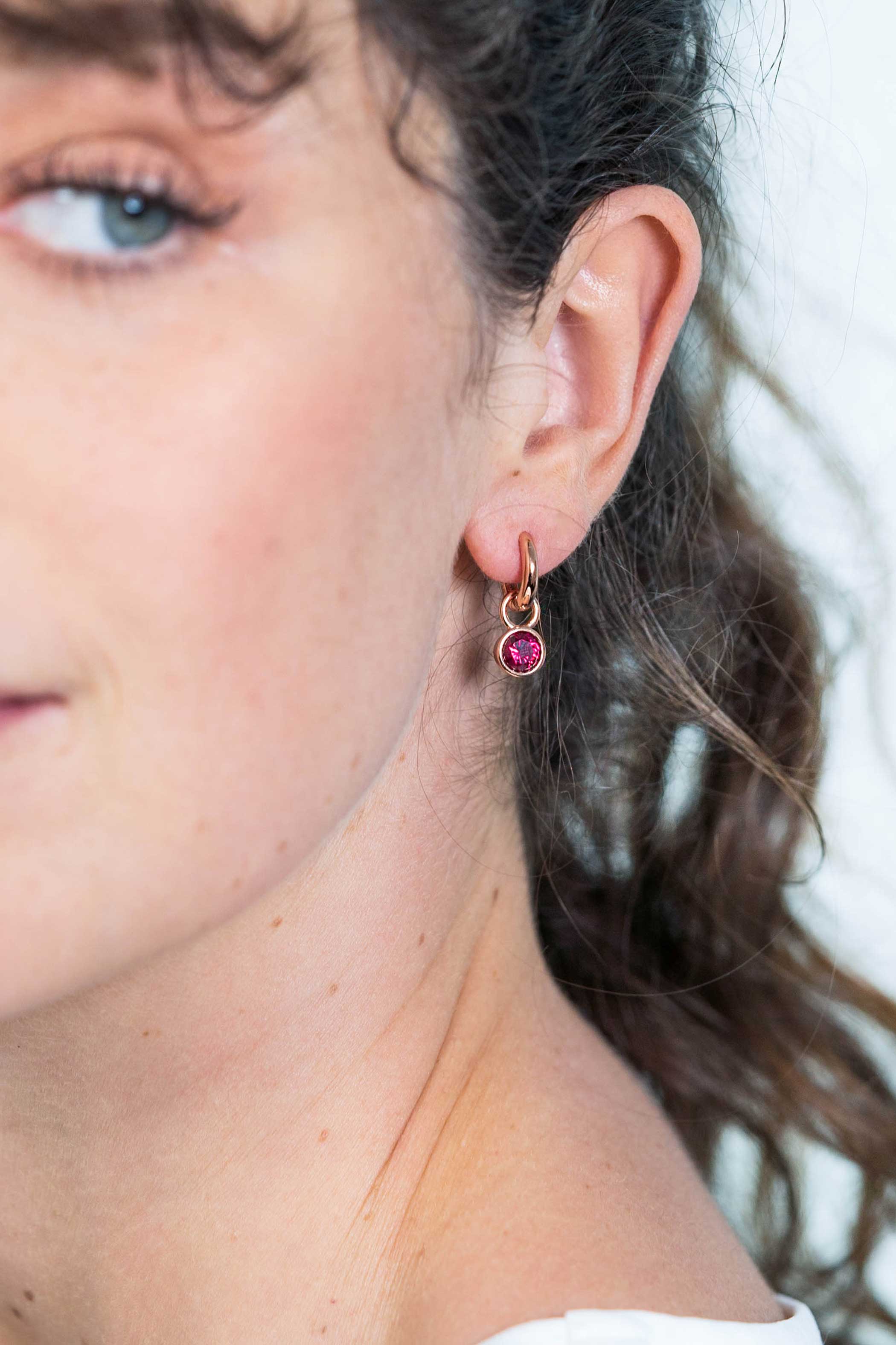 ZINZI Rose Plated Sterling Silver Earrings Pendants Dark Red ZICH1486RR (excl. hoop earrings)