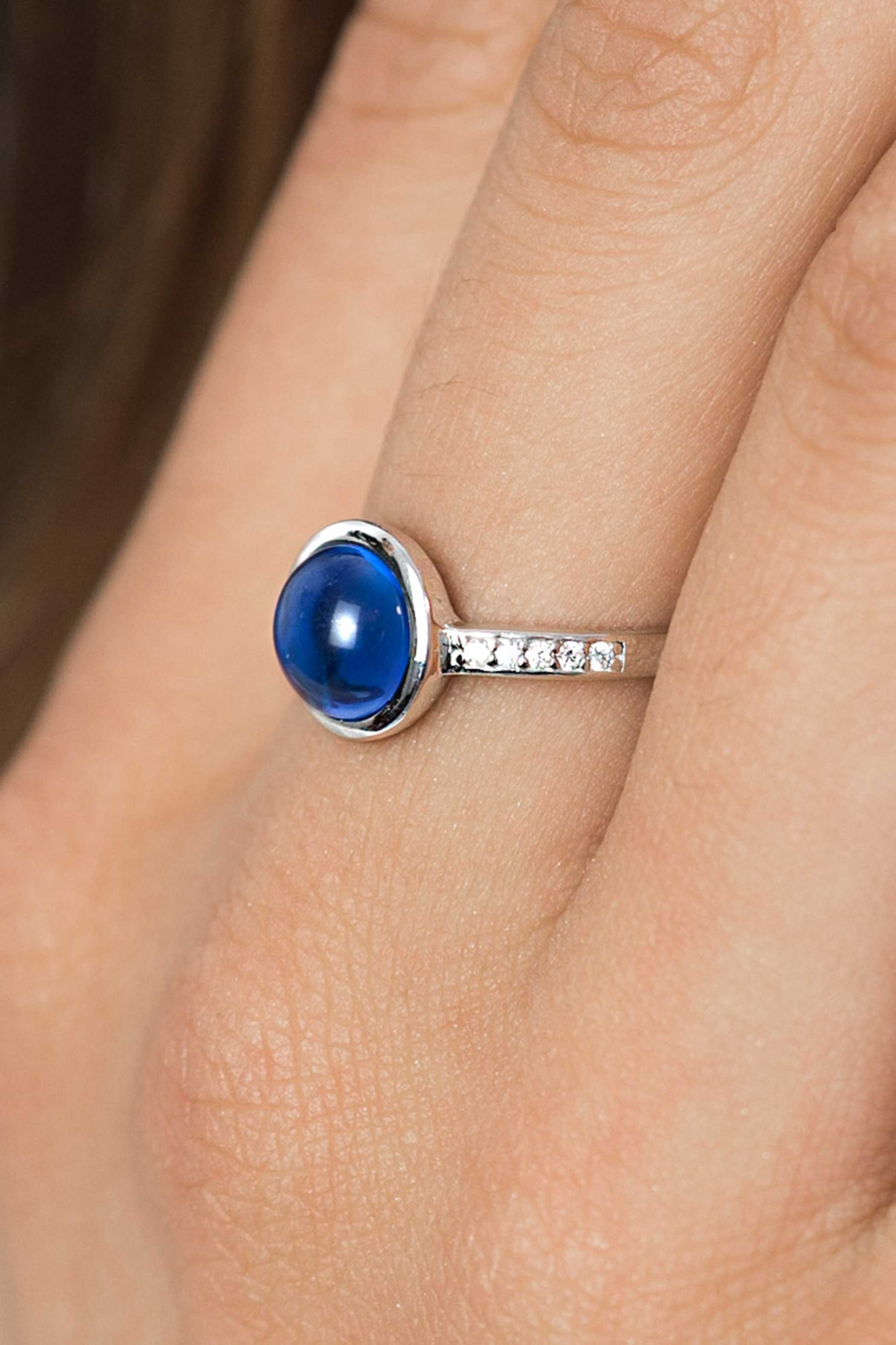 ZINZI Sterling Silver Ring Round Blue ZIR1871