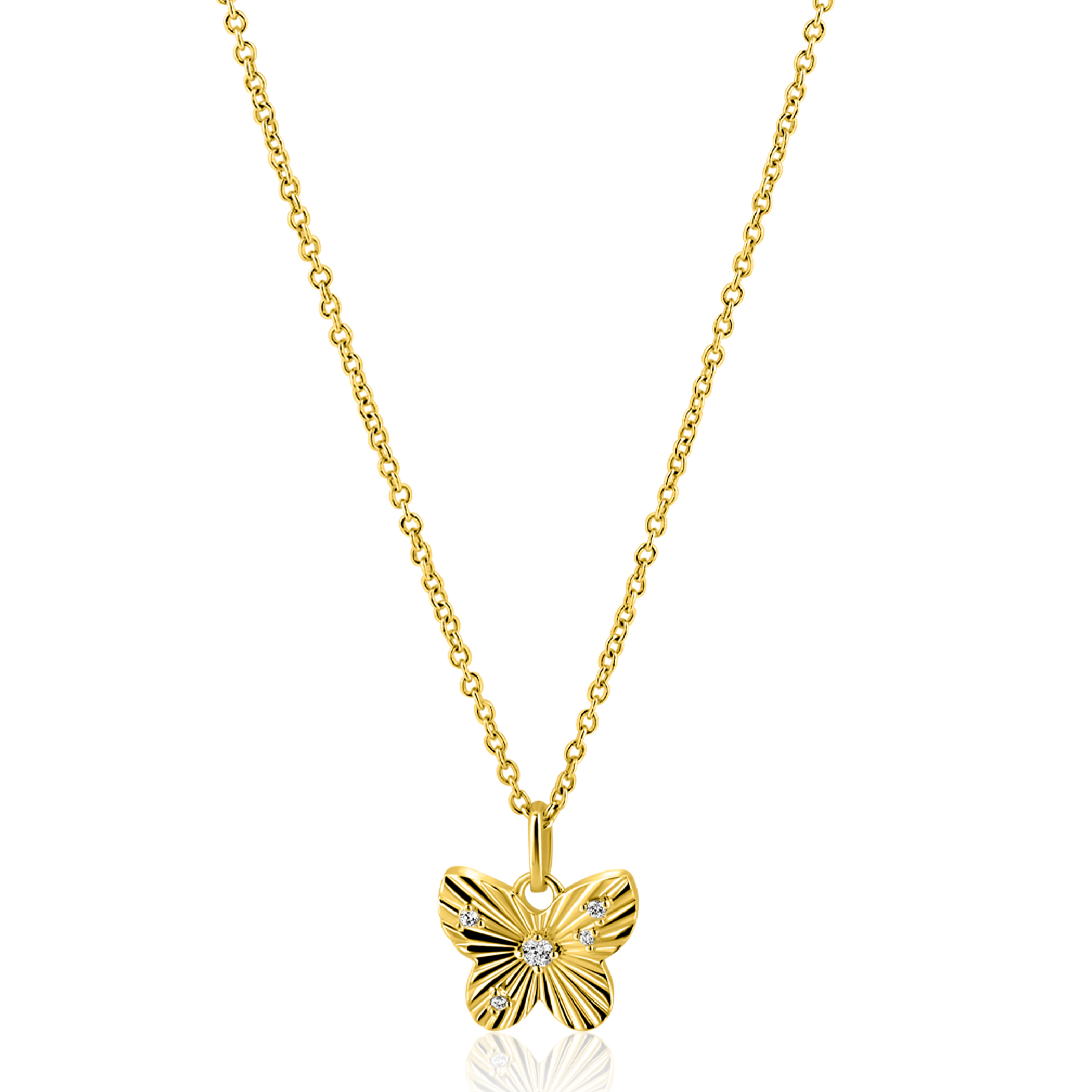 ZINZI zlv.collier gg.verg.hanger vlinder met zirc.