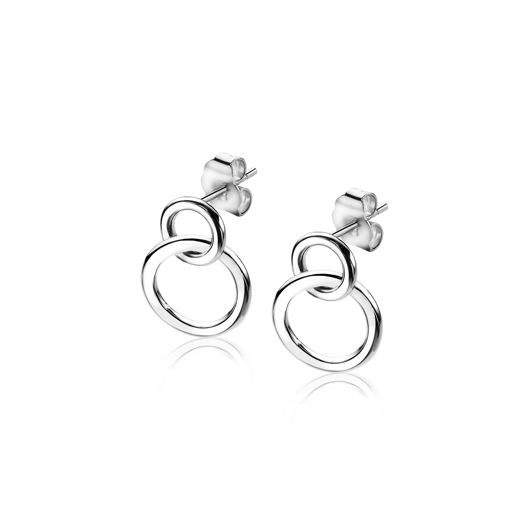 ZINZI Sterling Silver Stud Earrings with 2 Connected Open Circles ZIO1278