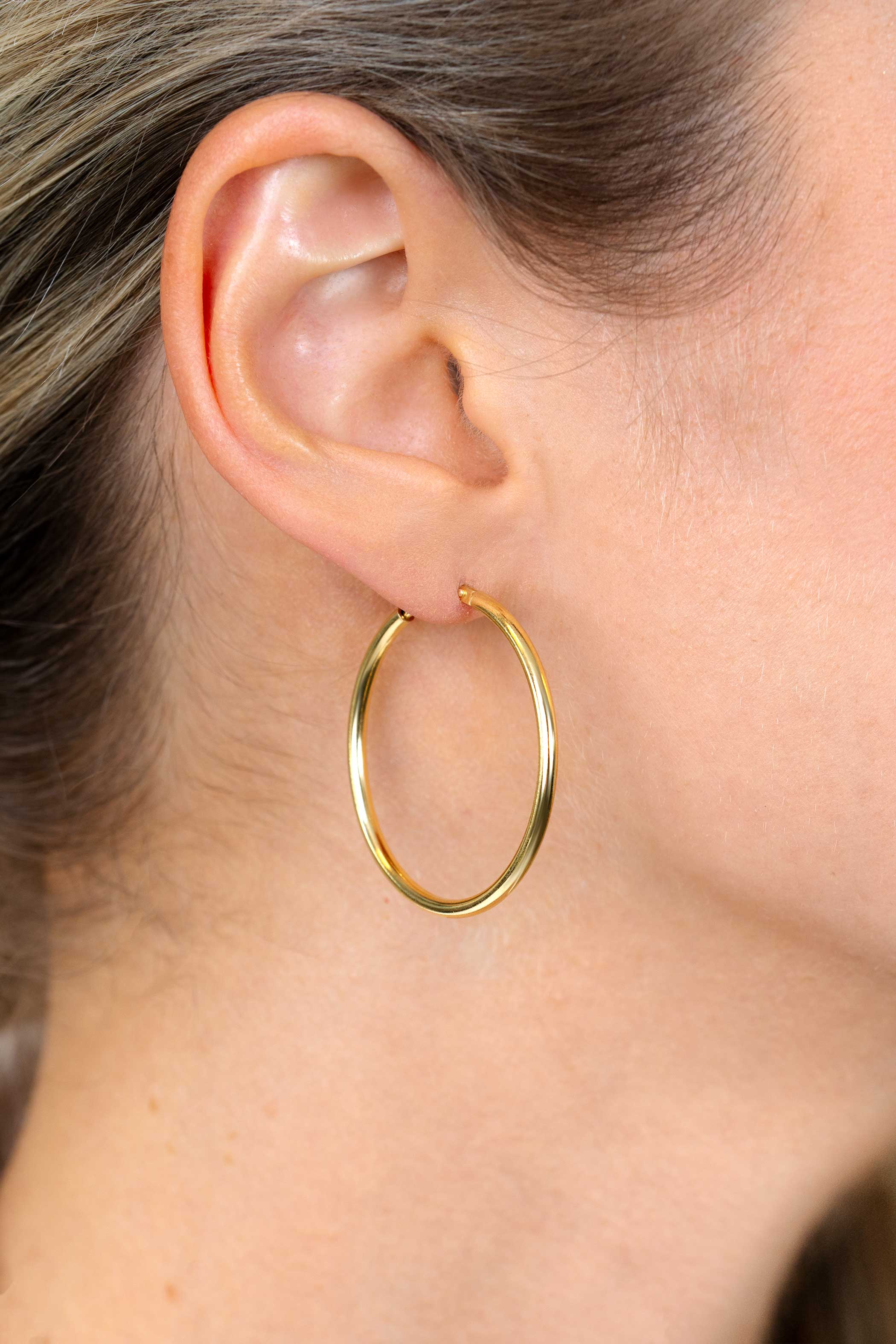 35mm ZINZI Gold Plated Sterling Silver Hoop Earrings 35x2mm ZIO435G