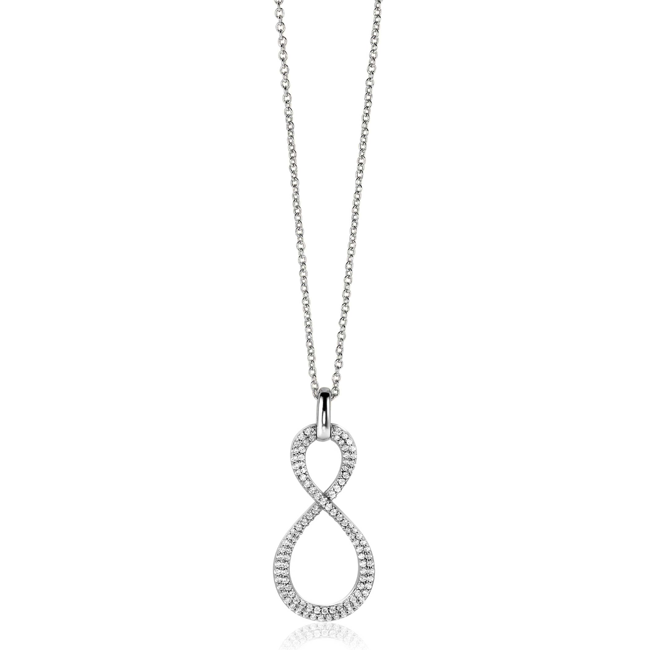 35mm ZINZI Sterling Silver Infinity Pendant White Zirconias ZIH2570 (excl. necklace)