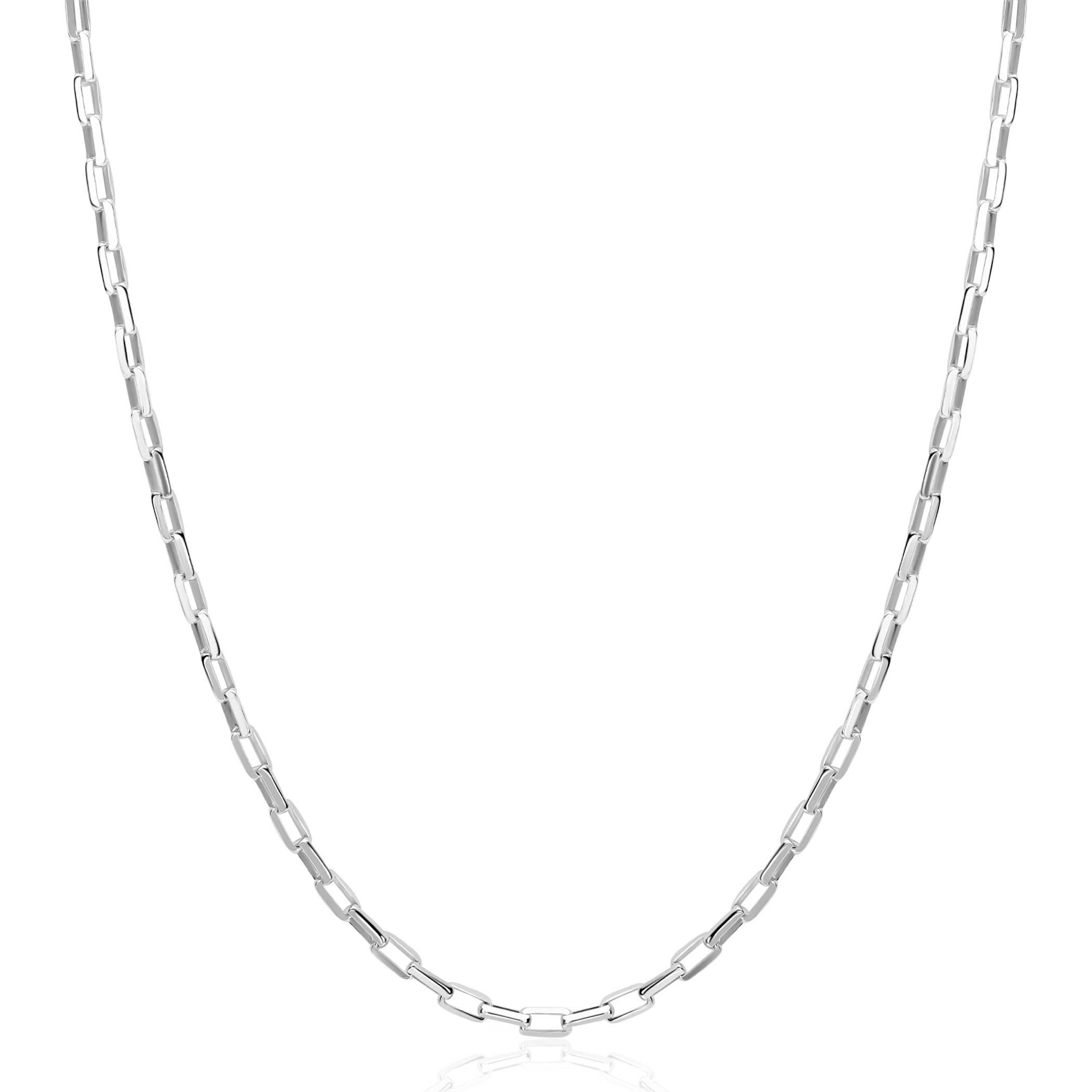 ZINZI zlv. collier massief geslepen anker 42+3cm