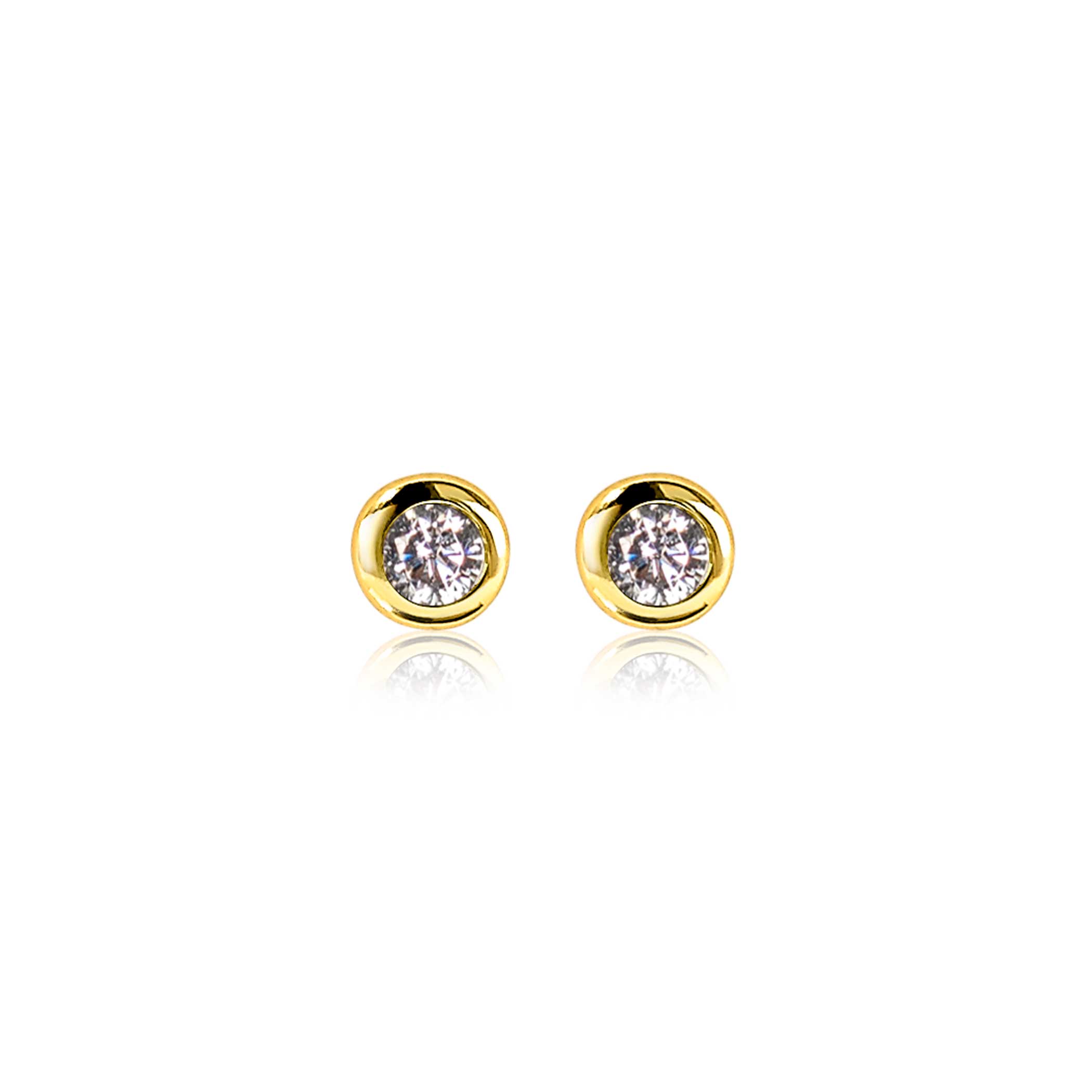 APRIL Stud Earrings 4mm Gold Plated with Birthstone Diamond White Zirconia