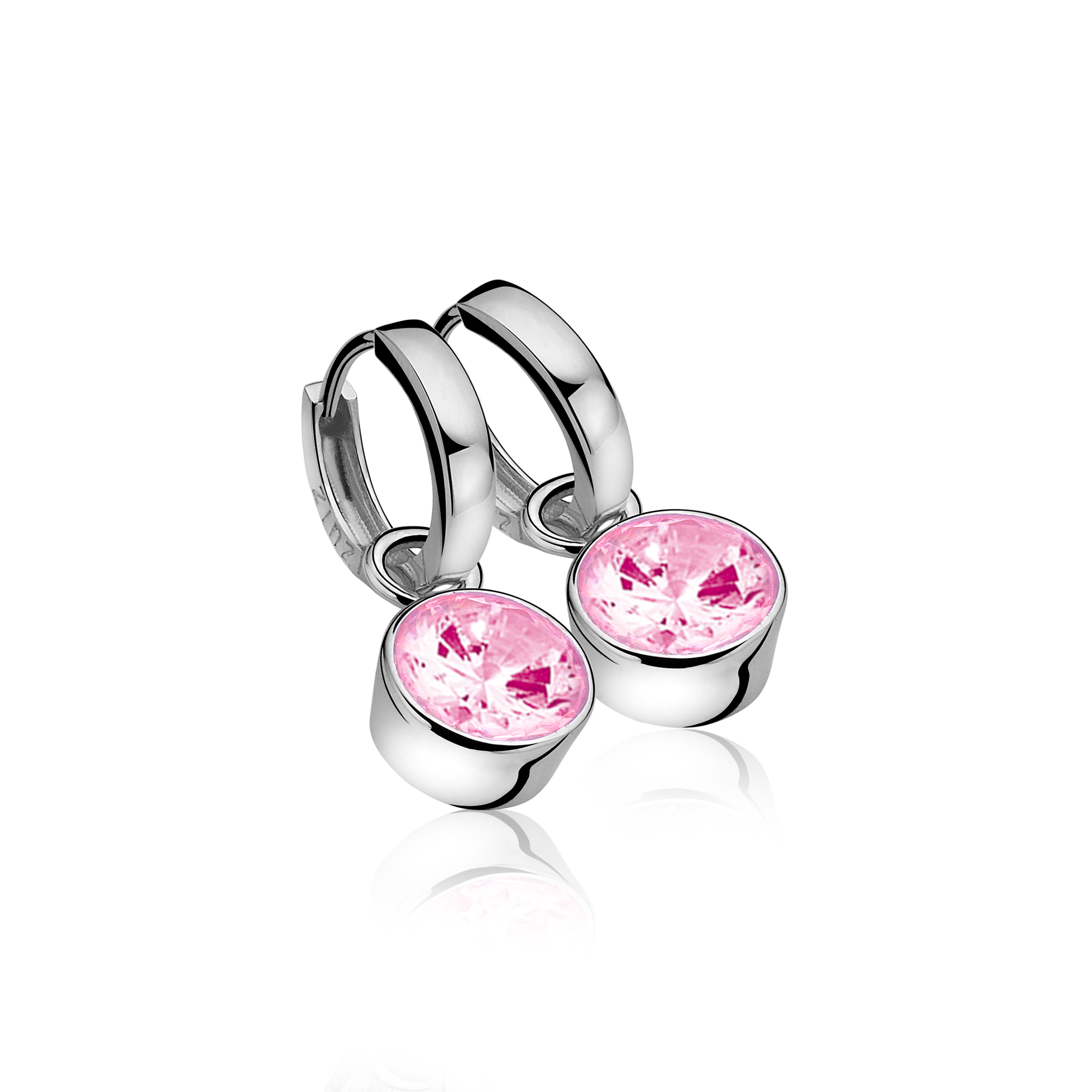 ZINZI Sterling Silver Earrings Pendants Pink ZICH186R (excl. hoop earrings)