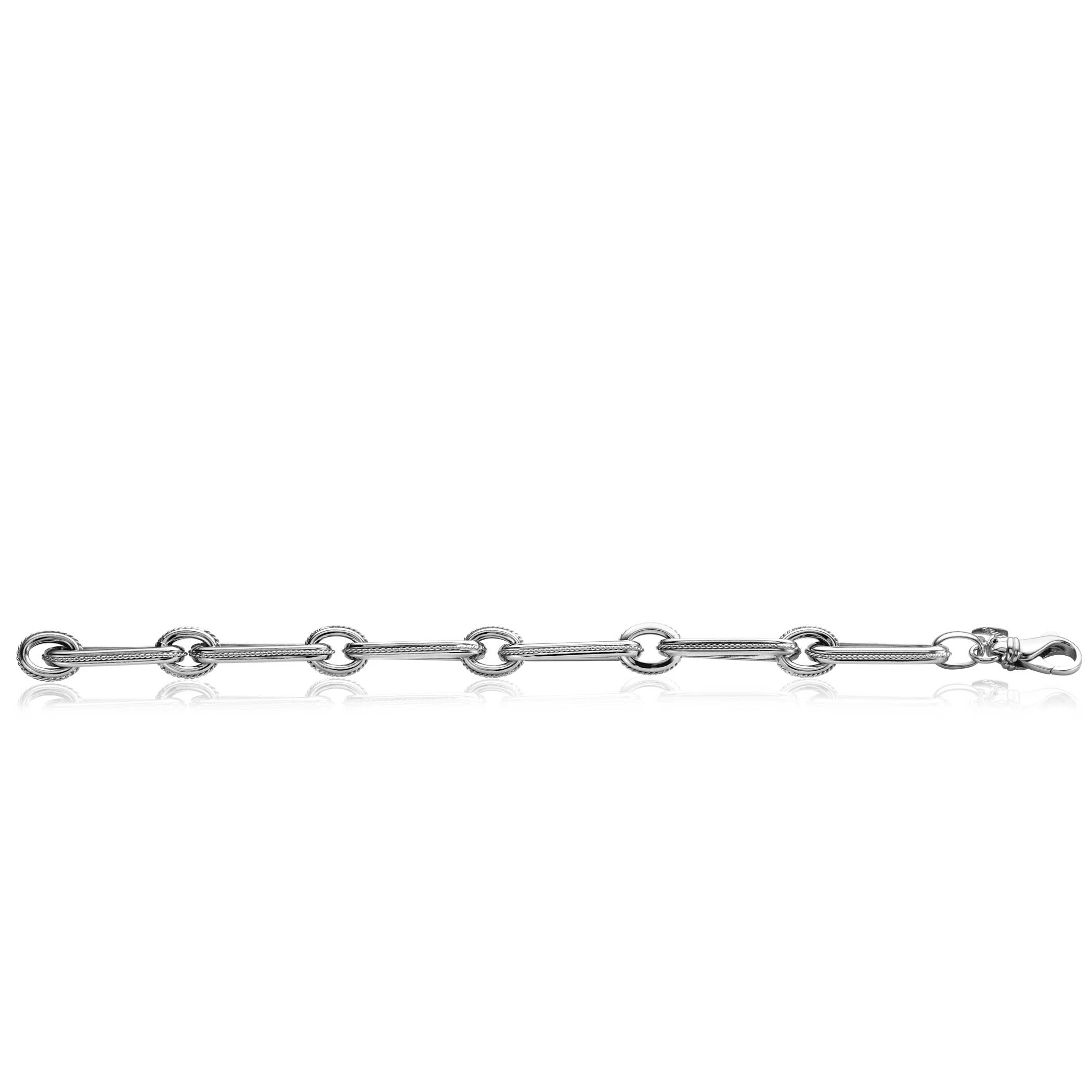 ZINZI Sterling Silver Chain Bracelet with Oval en Round Chains Twisted Design width 10mm 19cm ZIA-BF82
