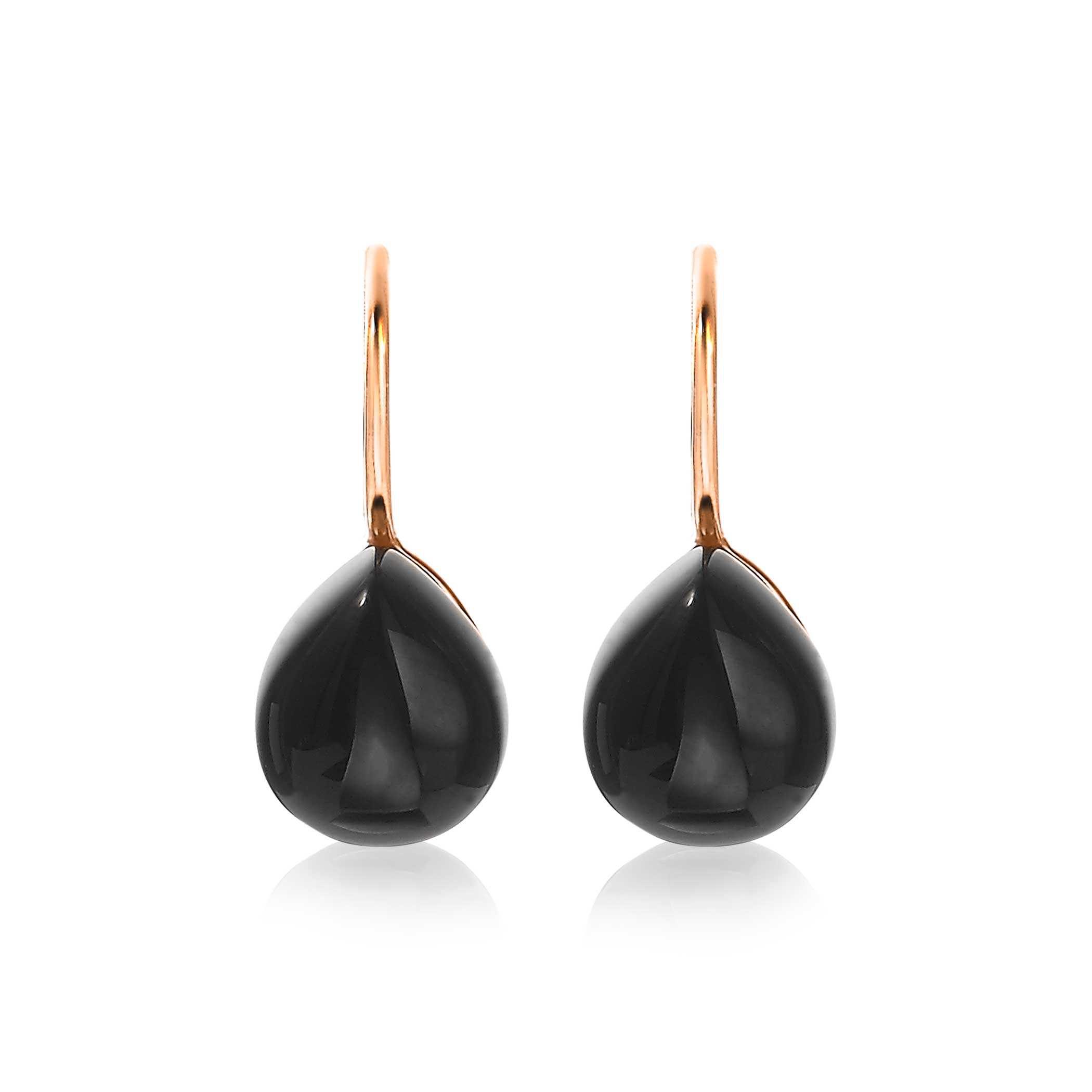 22mm ZINZI Rose Gold Plated Sterling Silver Drop Earrings Black ZIO1934GG