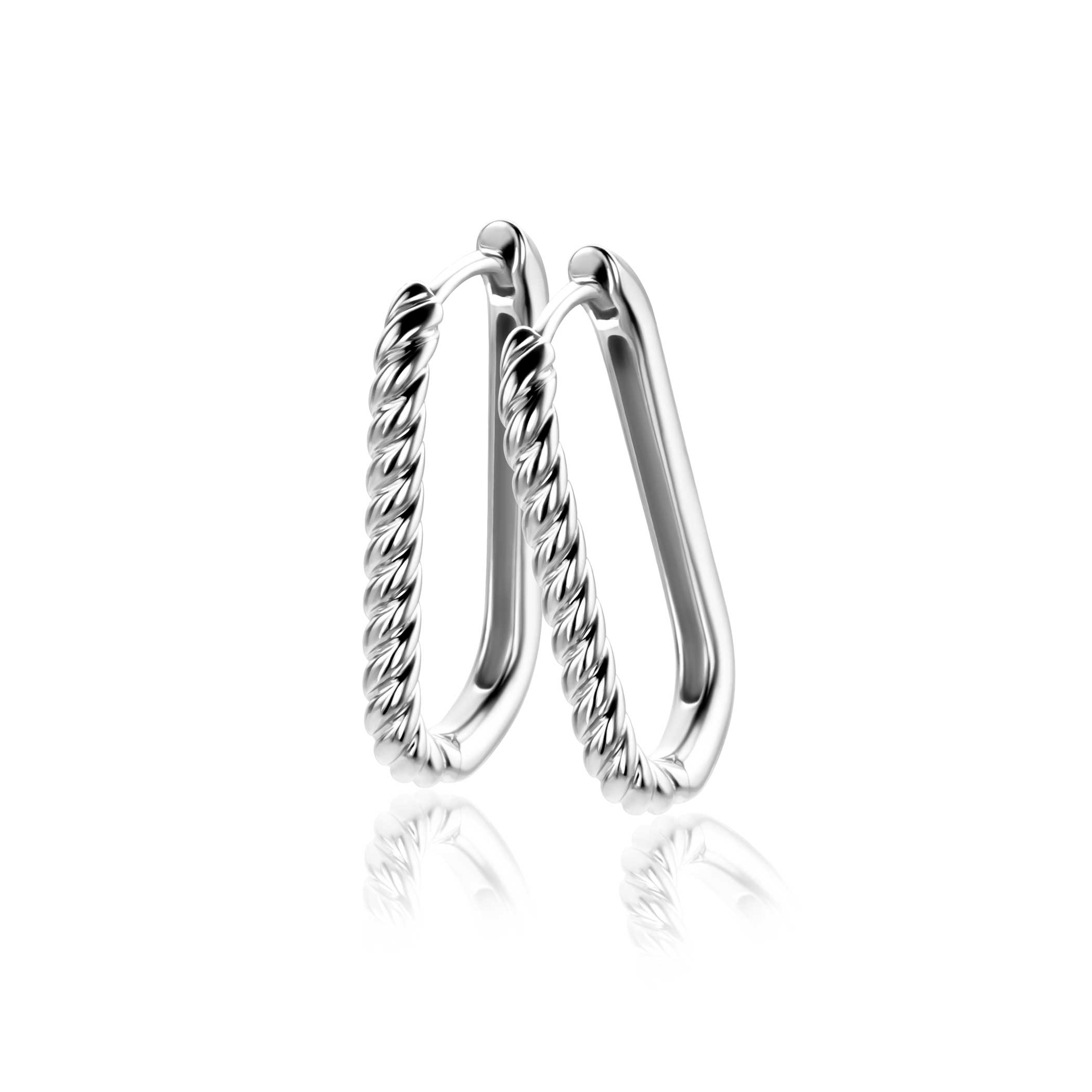 24mm ZINZI silver hoop earrings in oval shape with twisted tube and luxury clasp ZIO2692