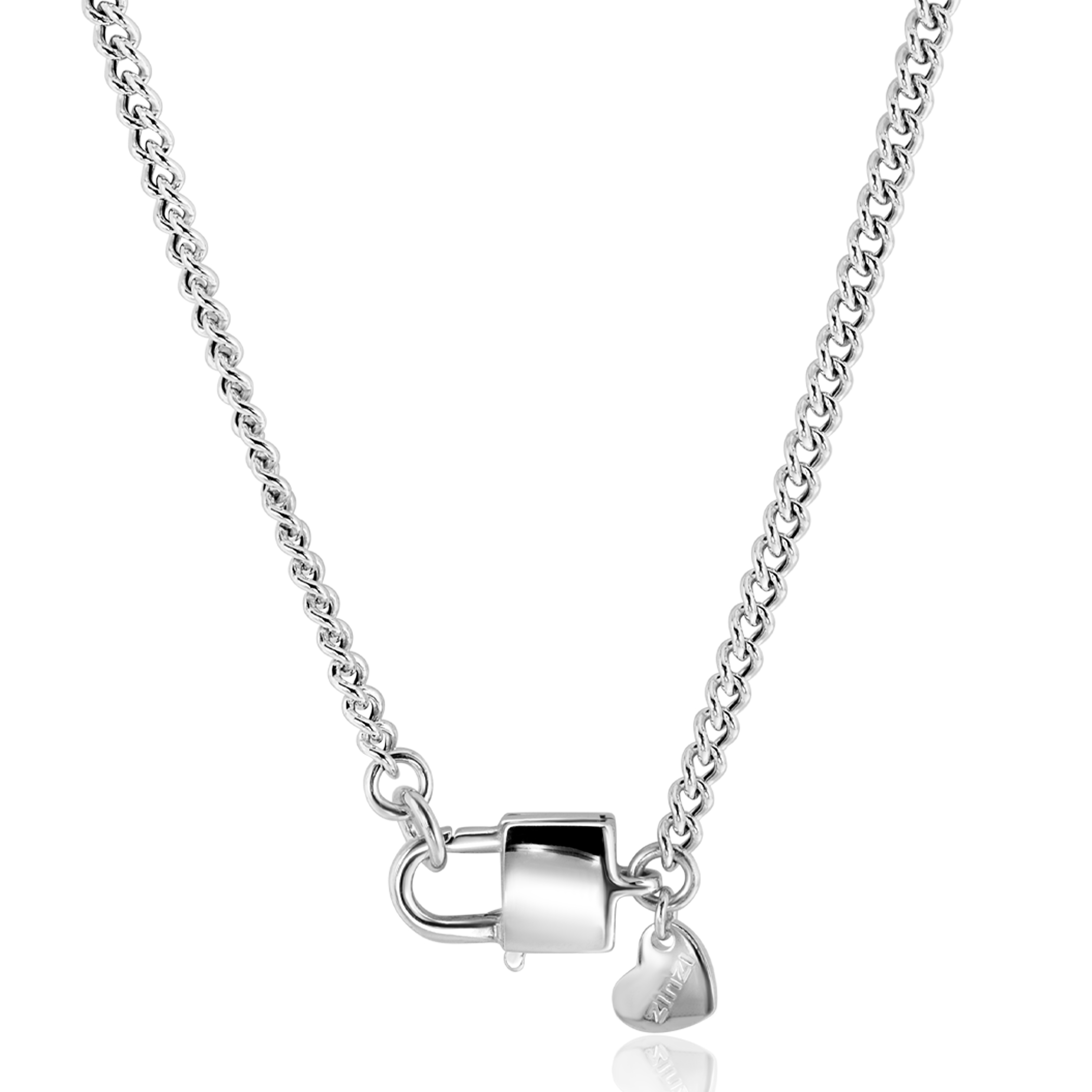 ZINZI Sterling Silver Curb Chain Necklace with Trendy Lock as Clasp 3.8mm width 43cm ZIC2411