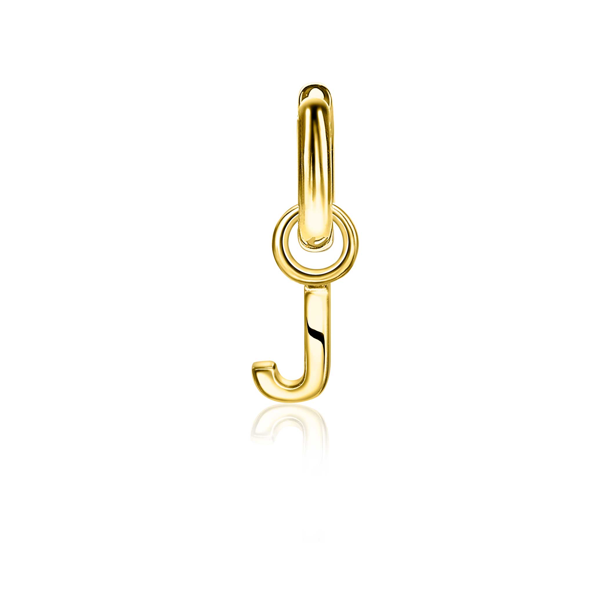 ZINZI Gold Plated Letter Earrings Pendant J price per piece ZICH2145J (excl. hoop earrings)
