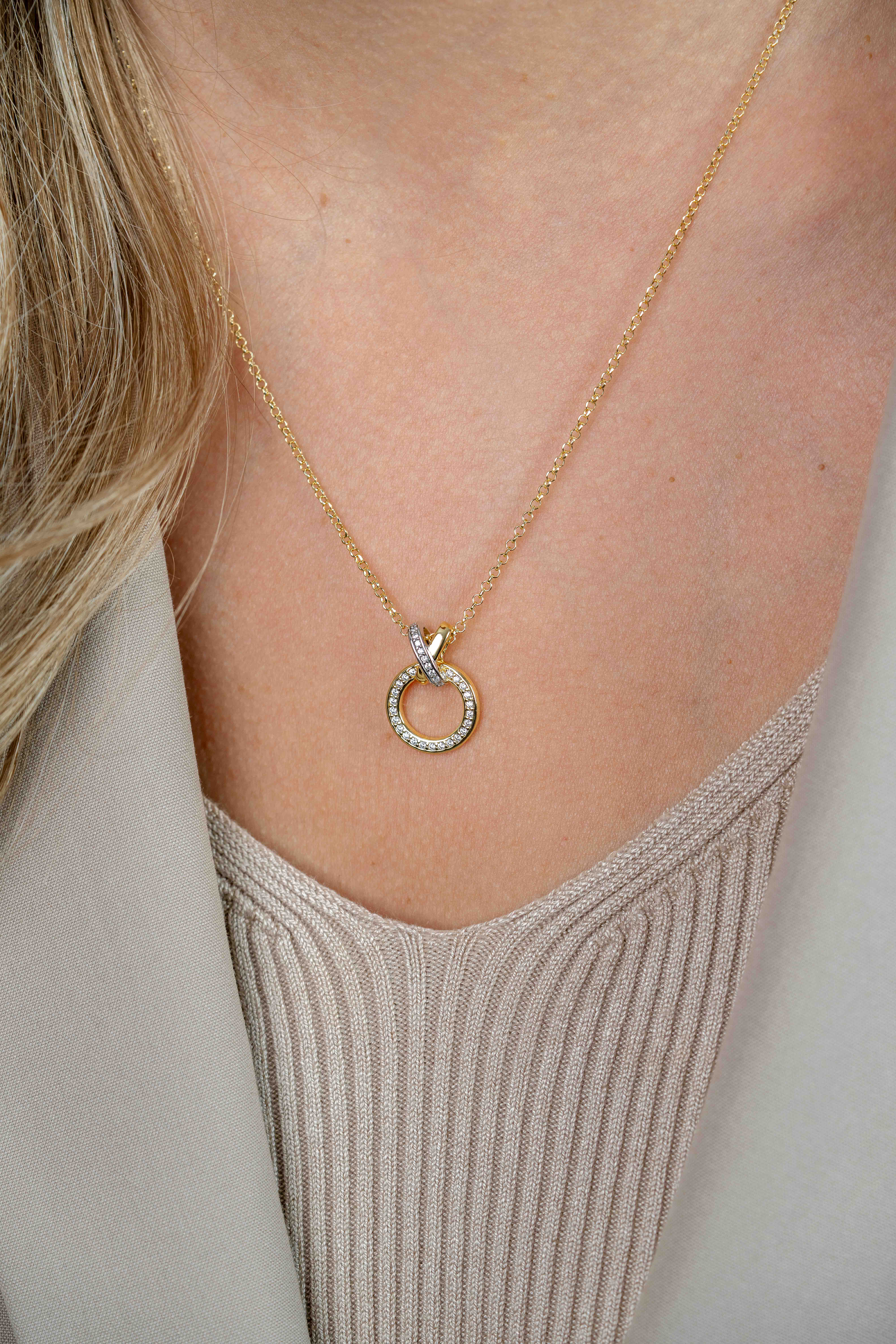 ZINZI zlv.collier gg.verg oog X en ronde vorm zirc.