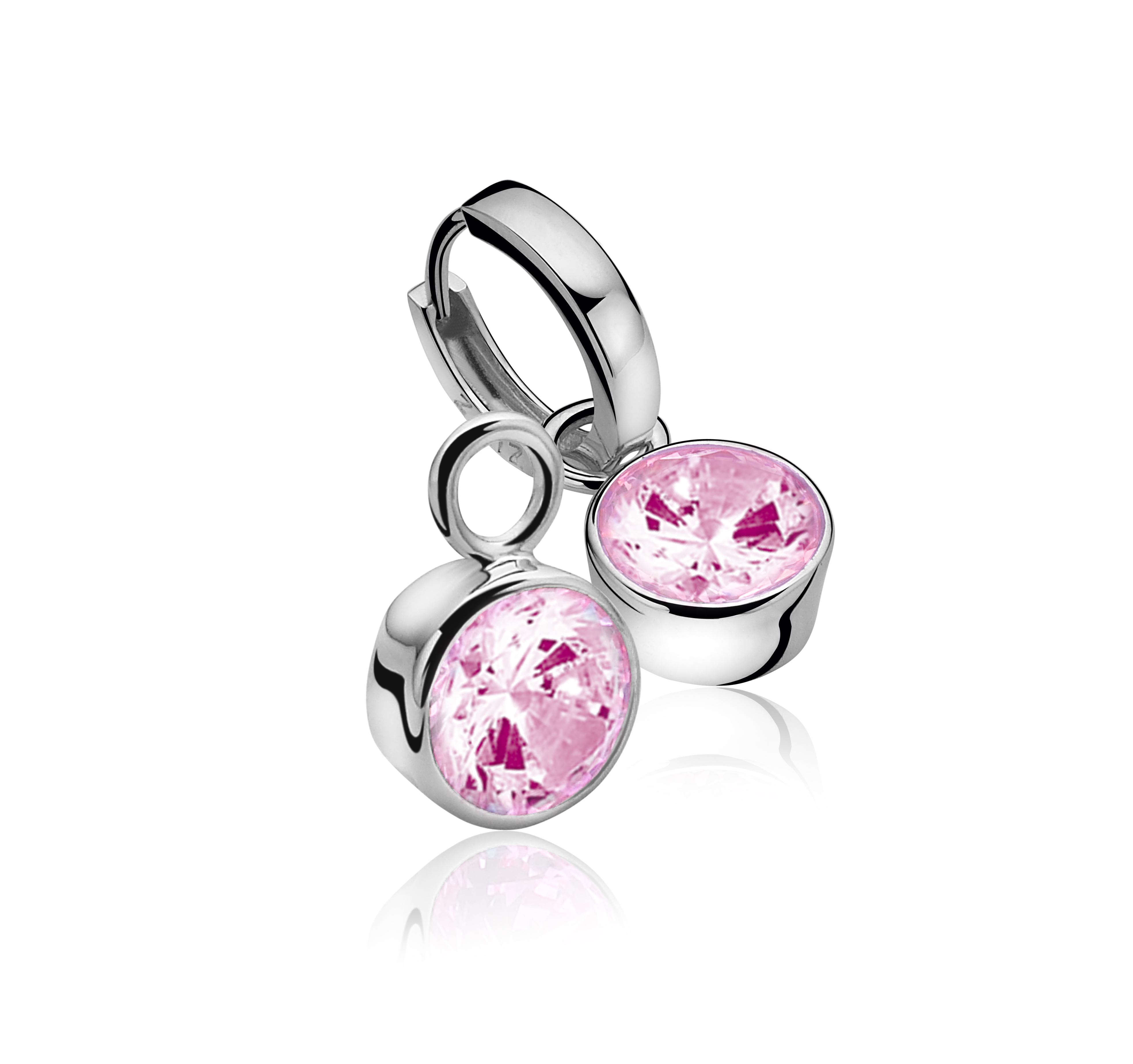 ZINZI Sterling Silver Earrings Pendants Pink ZICH186R (excl. hoop earrings)
