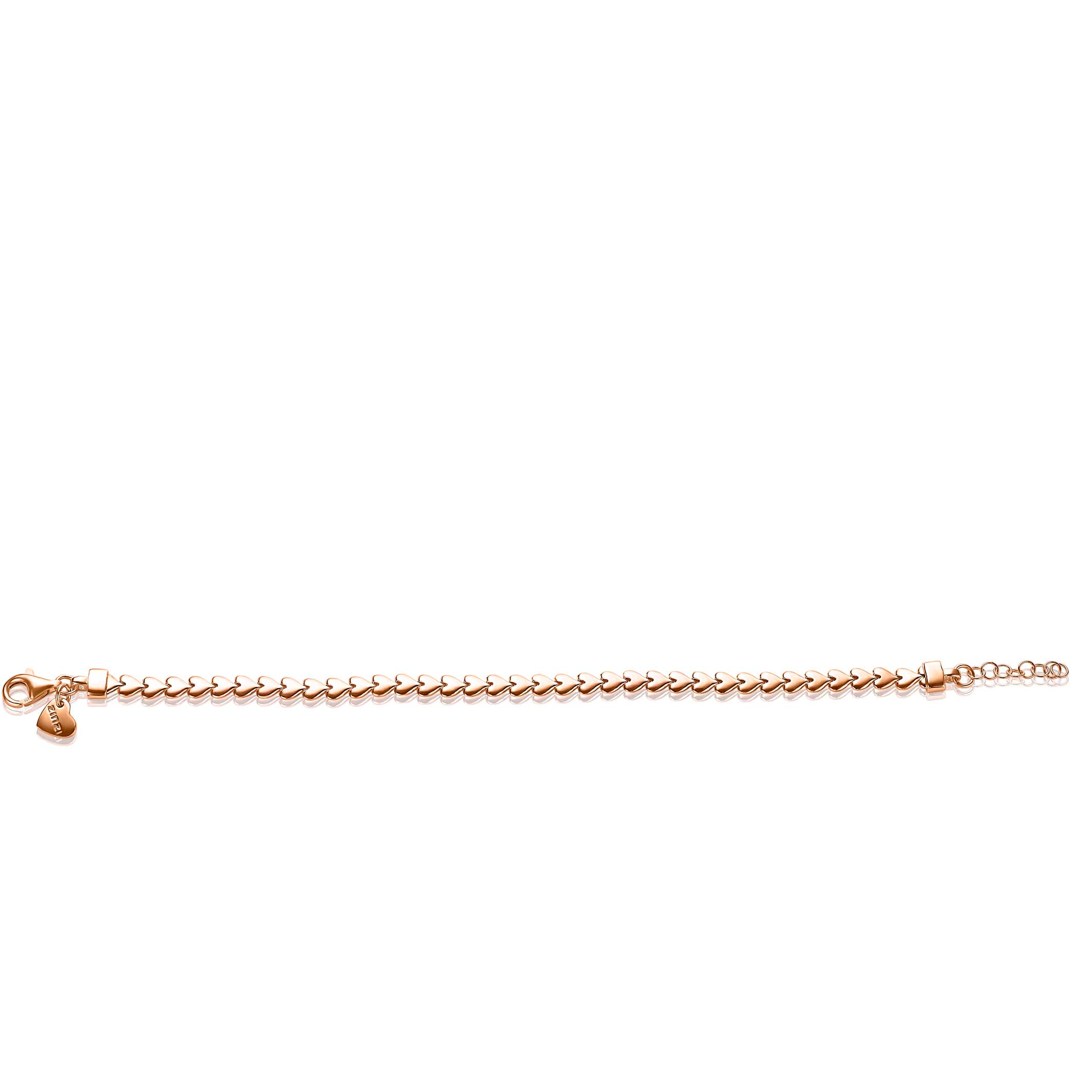 ZINZI Rose Gold Plated Sterling Silver Bracelet Hearts width 4,5mm ZIA1798R