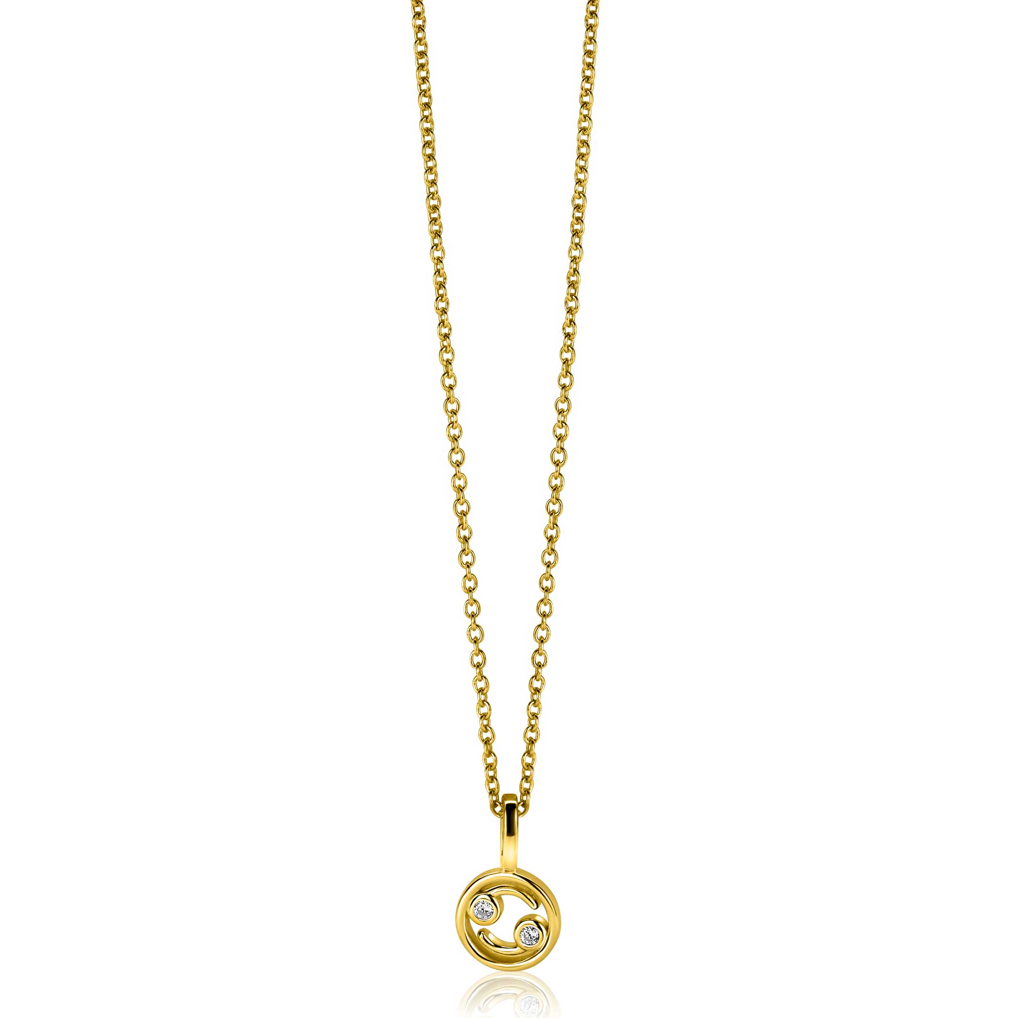 9mm ZINZI gold plated silver Cancer zodiac sign pendant set with white zirconias ZIHY-KRE (without necklace)