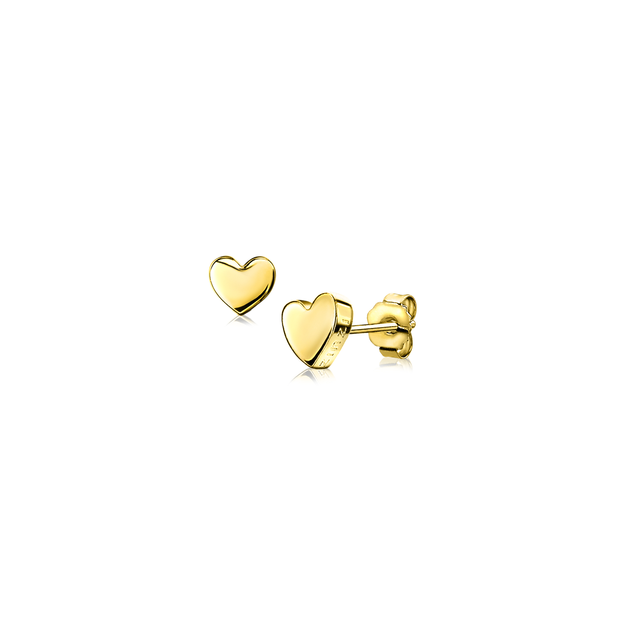 6mm ZINZI Gold Plated Sterling Silver Stud Earrings Heart ZIO1378G