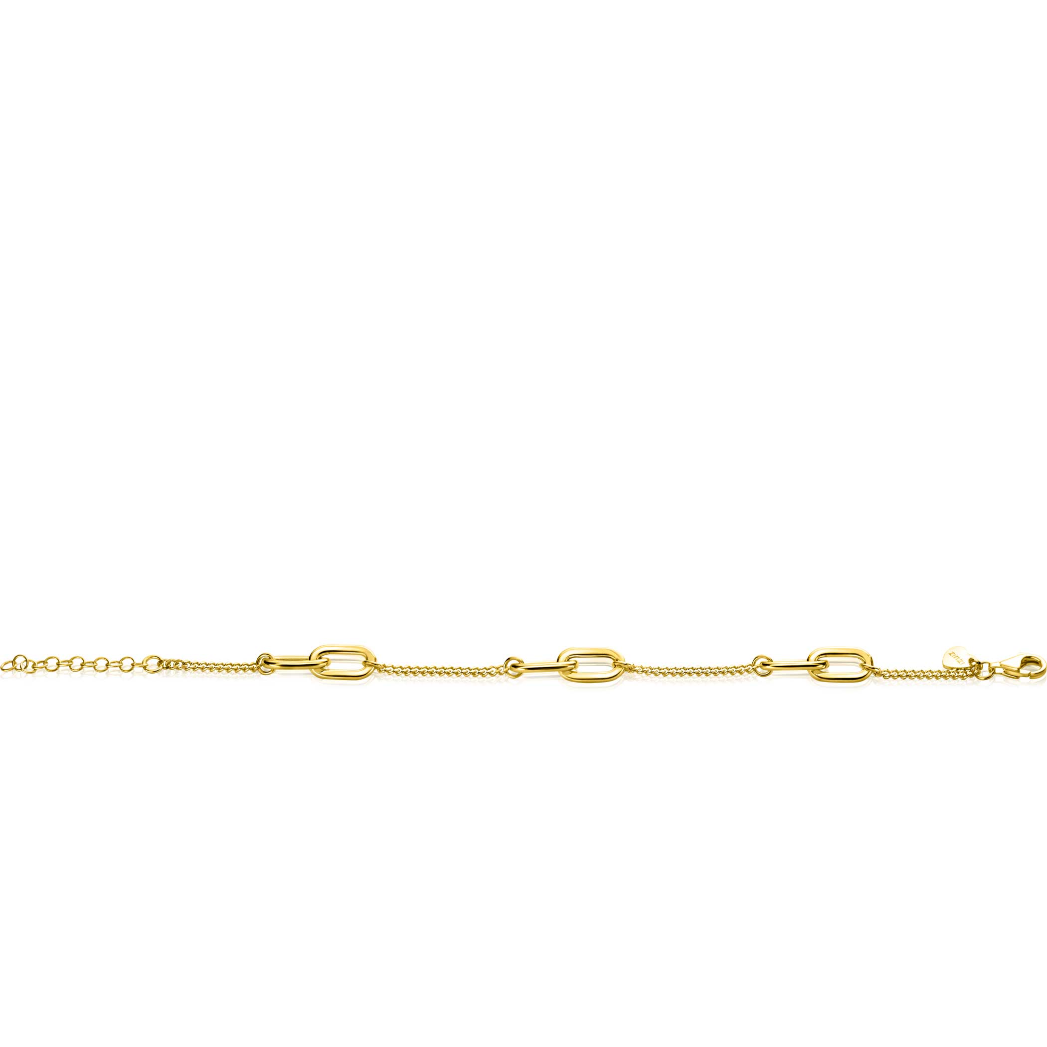 ZINZI Gold Plated Sterling Silver Curb Chain Bracelet with 6 Oval Chains width 7mm 17-20cm ZIA2412G