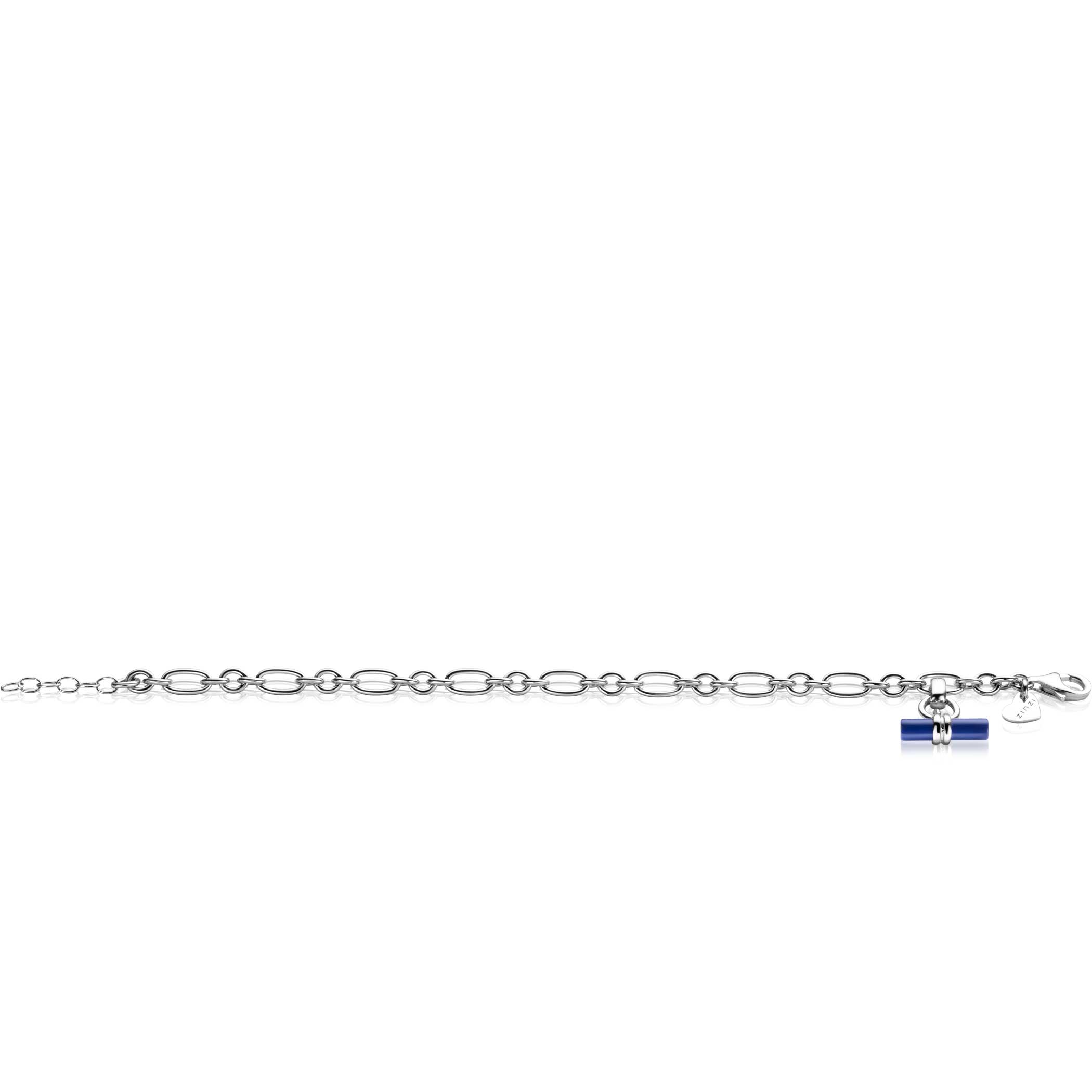 ZINZI Sterling Silver Chain Bracelet with Trendy Toggle Clasp Charm in Lapis Lazuli width 4mm 18-20cm ZIA2478