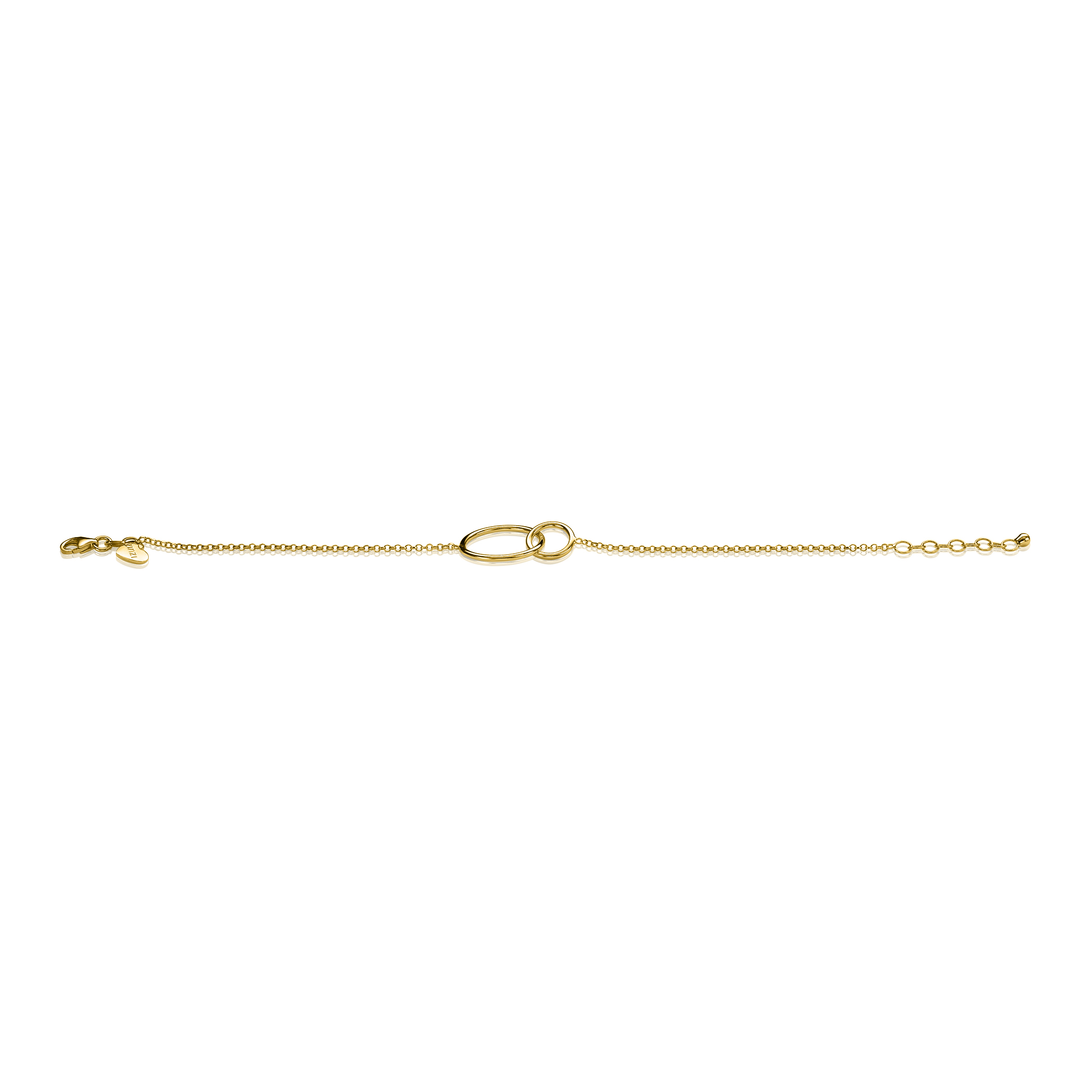ZINZI Gold Plated Sterling Silver Bracelet with 2 Connected Circles 16-19cm ZIA1278G