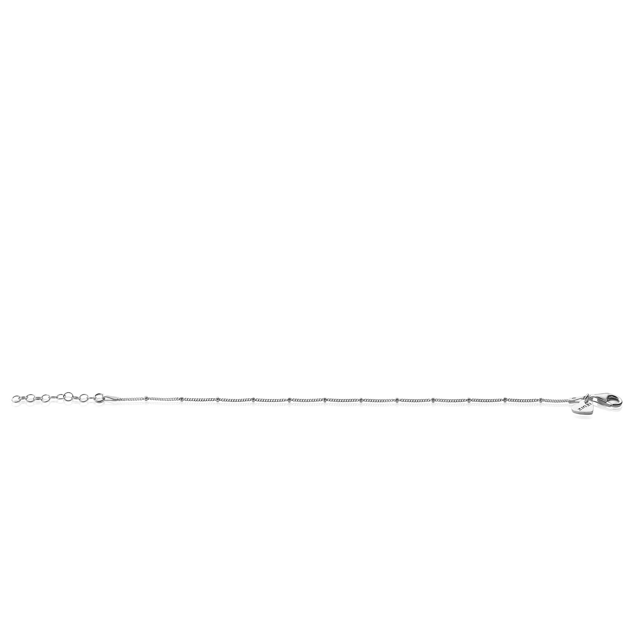 ZINZI Sterling Silver Curb Chain Bracelet with Beads 17-20cm ZIA2181