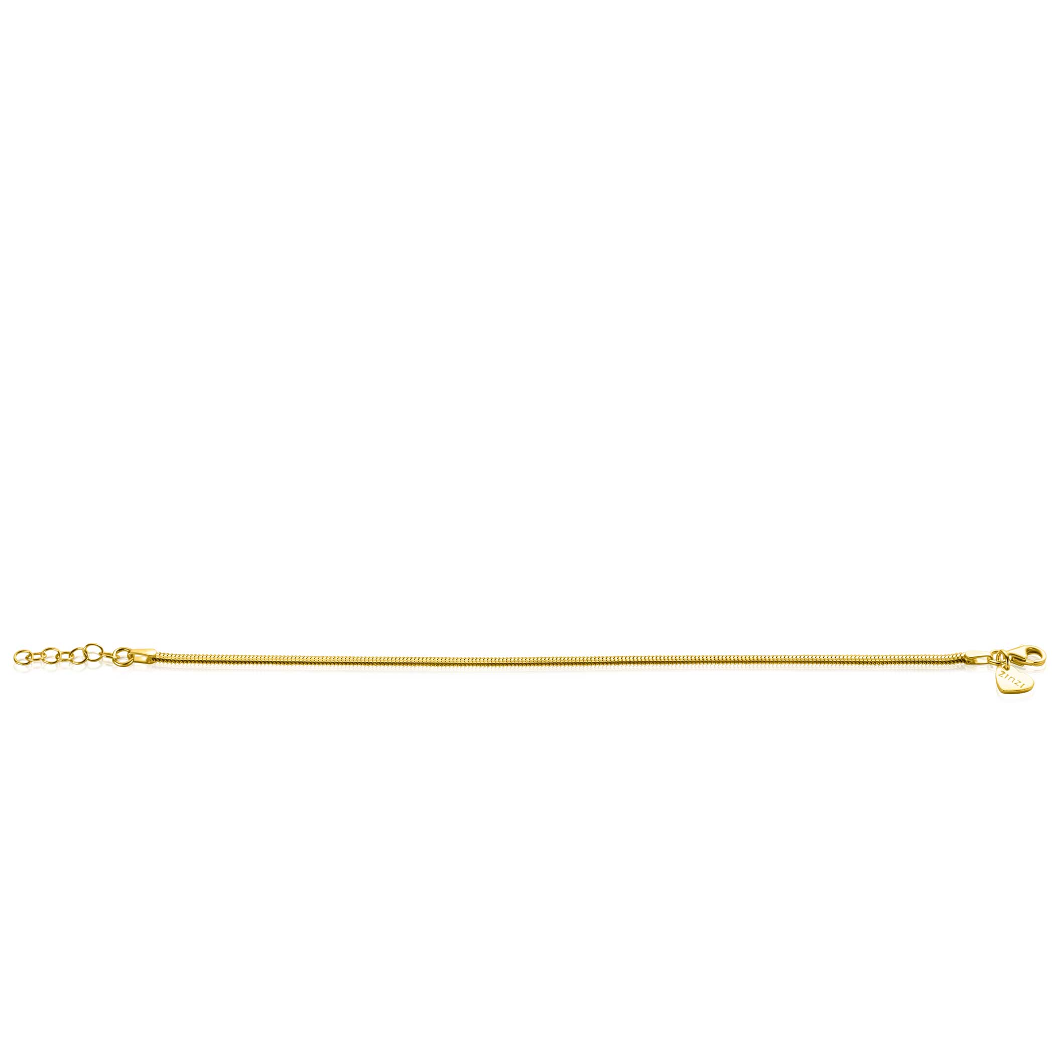 ZINZI Gold Plated Sterling Silver Flat Snake Chain Bracelet width 2,5mm ZIA2401G