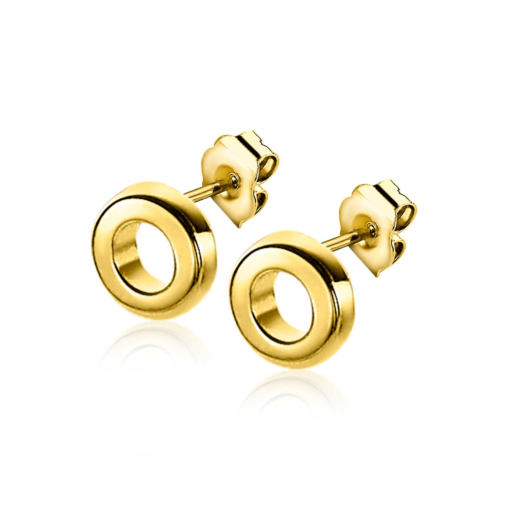 5mm ZINZI Gold Plated Sterling Silver Stud Earrings Open Circle ZIO2168G